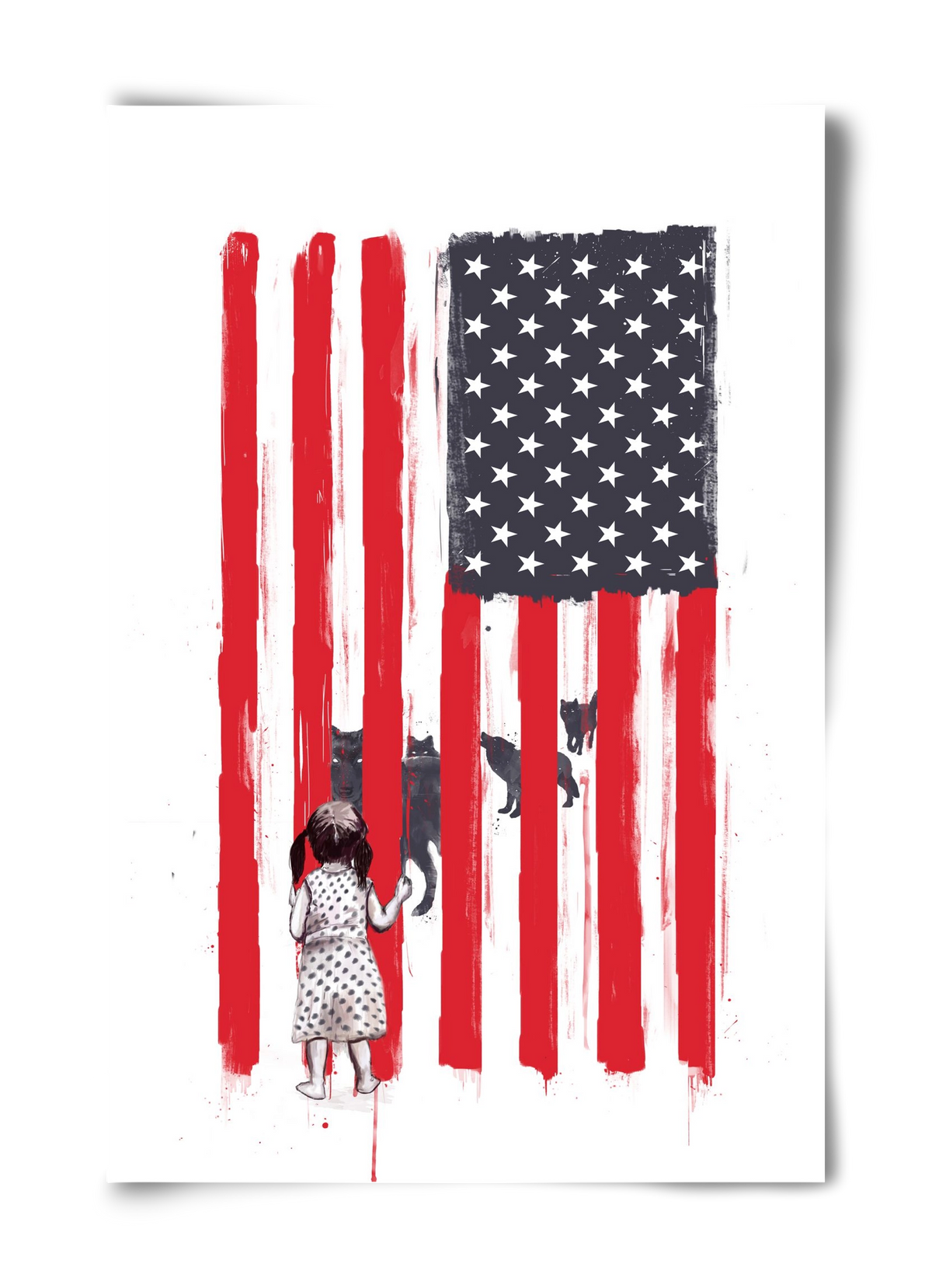 Little girl and wolves, 40x60 cm, Keret nélkül