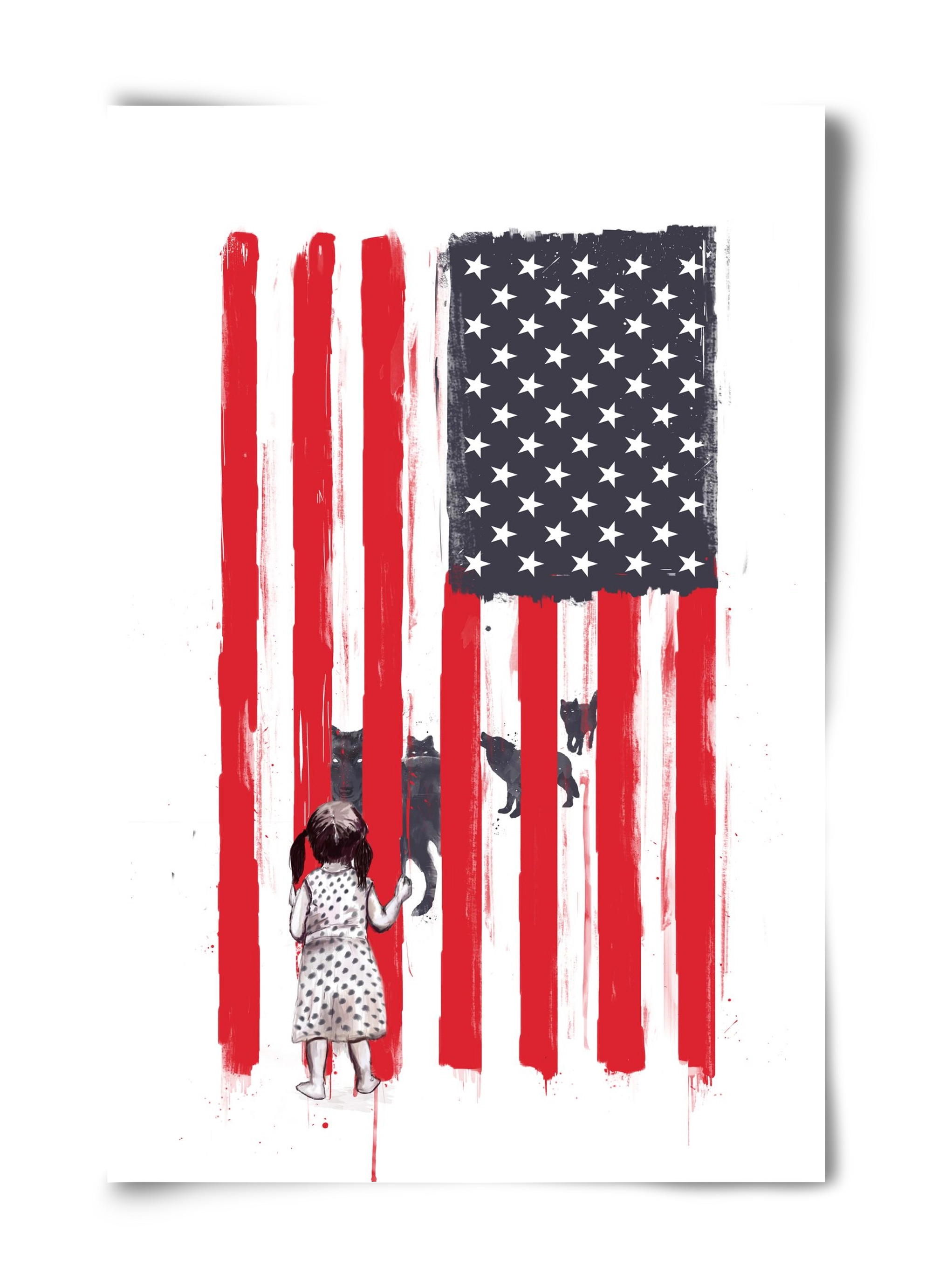 Little girl and wolves, 40x60 cm, Keret nélkül