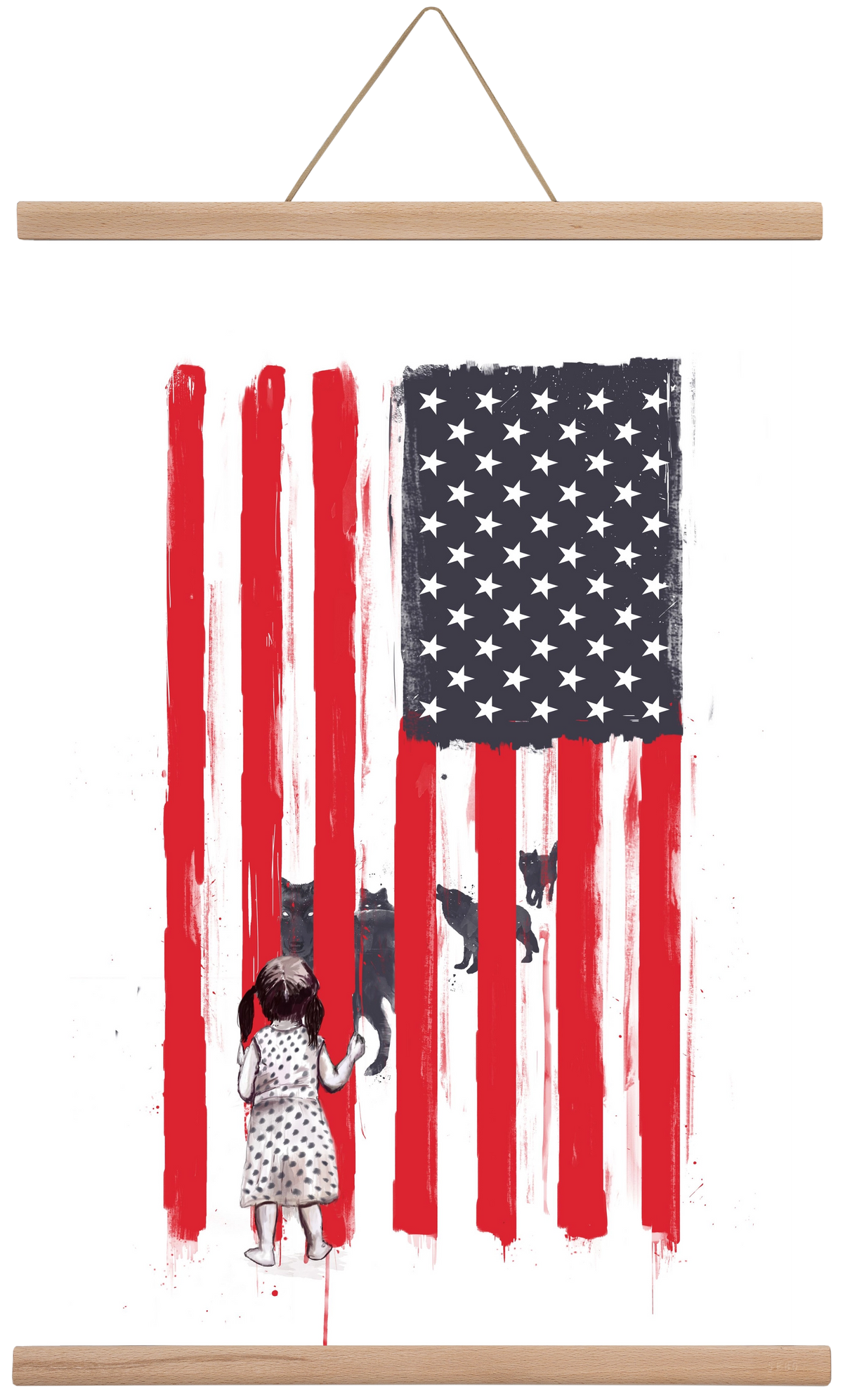 Little girl and wolves, 40x60 cm (40x60 cm), Tölgy akasztó