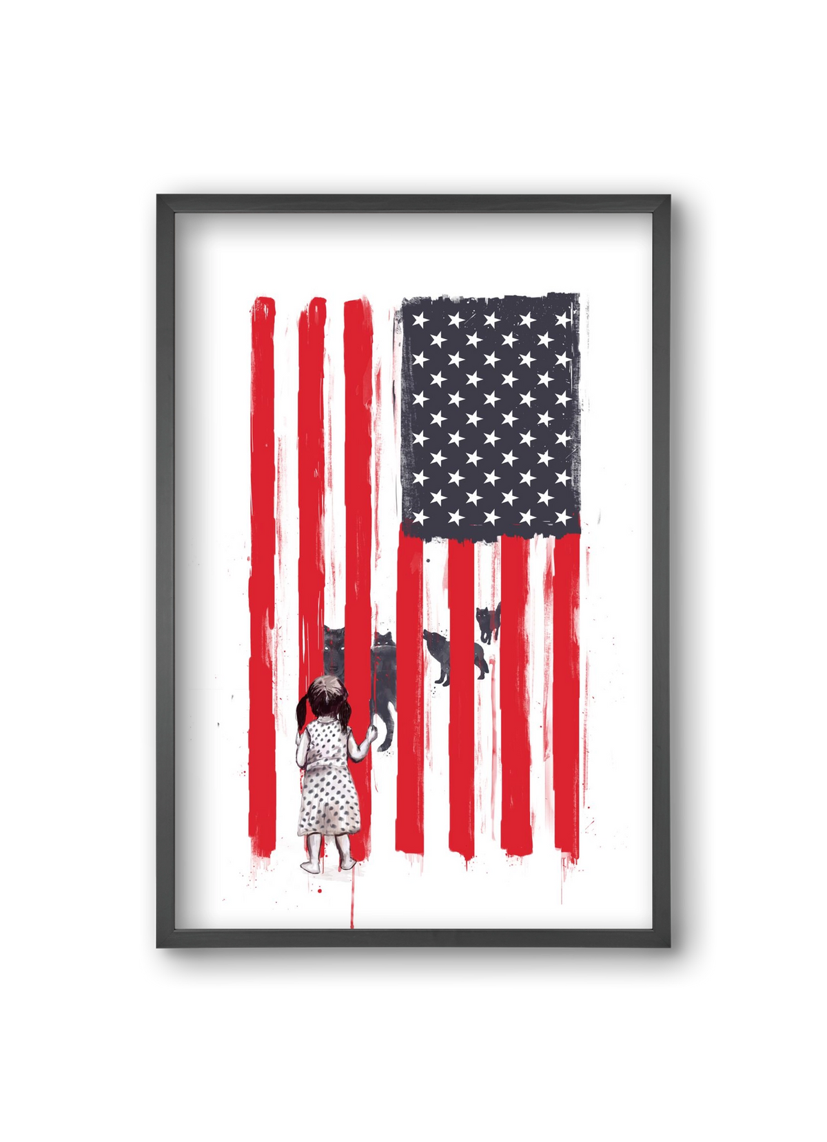 Little girl and wolves, 20x30 cm (20x30 cm), Fekete keret