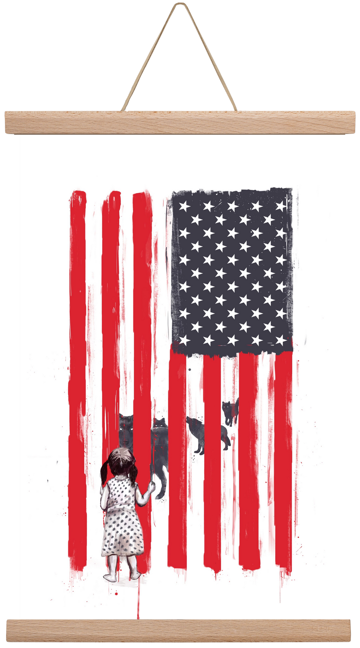 Little girl and wolves, 30x45 cm (30x45 cm), Tölgy akasztó