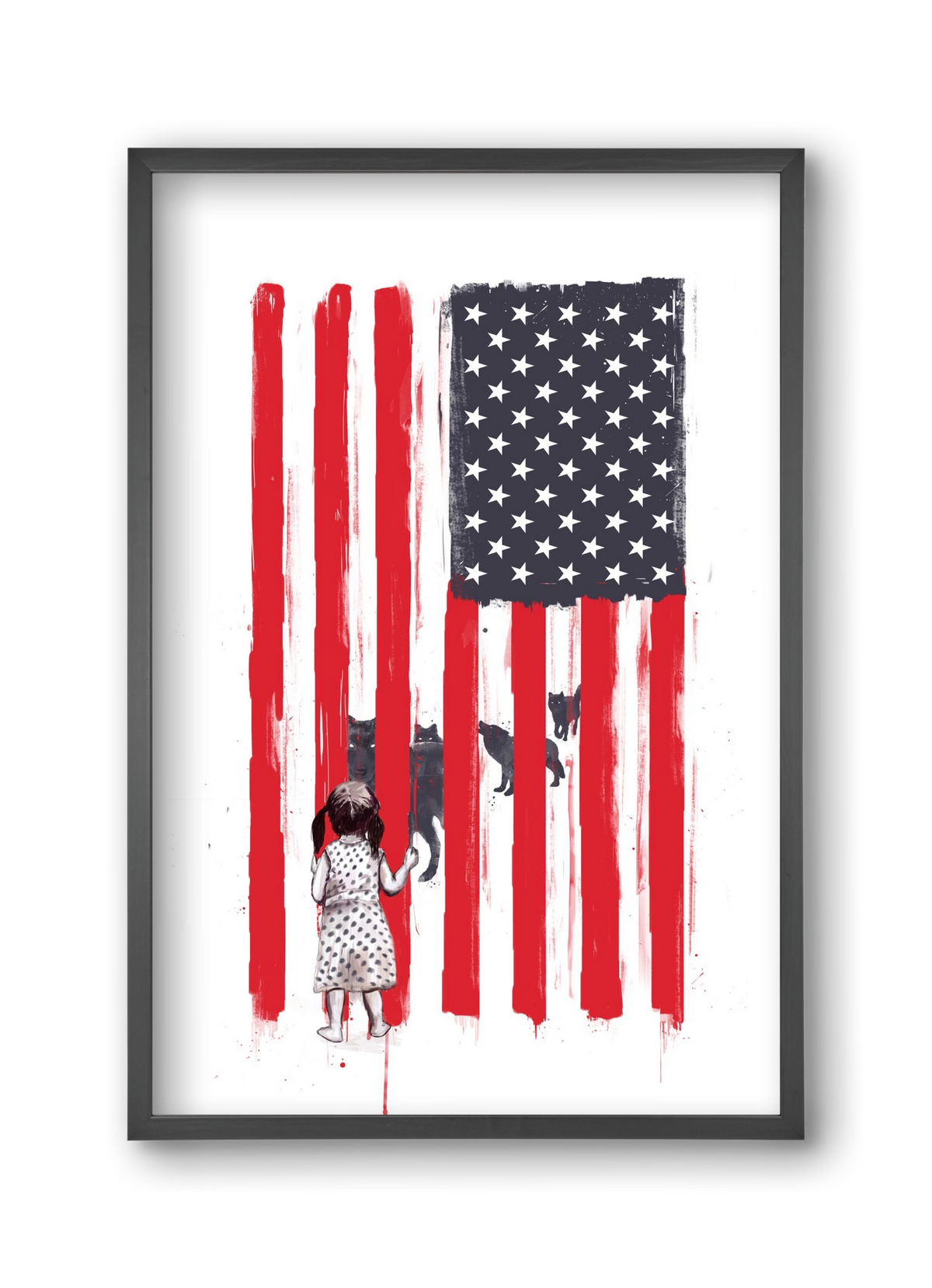 Little girl and wolves, 30x45 cm (30x45 cm), Fekete keret