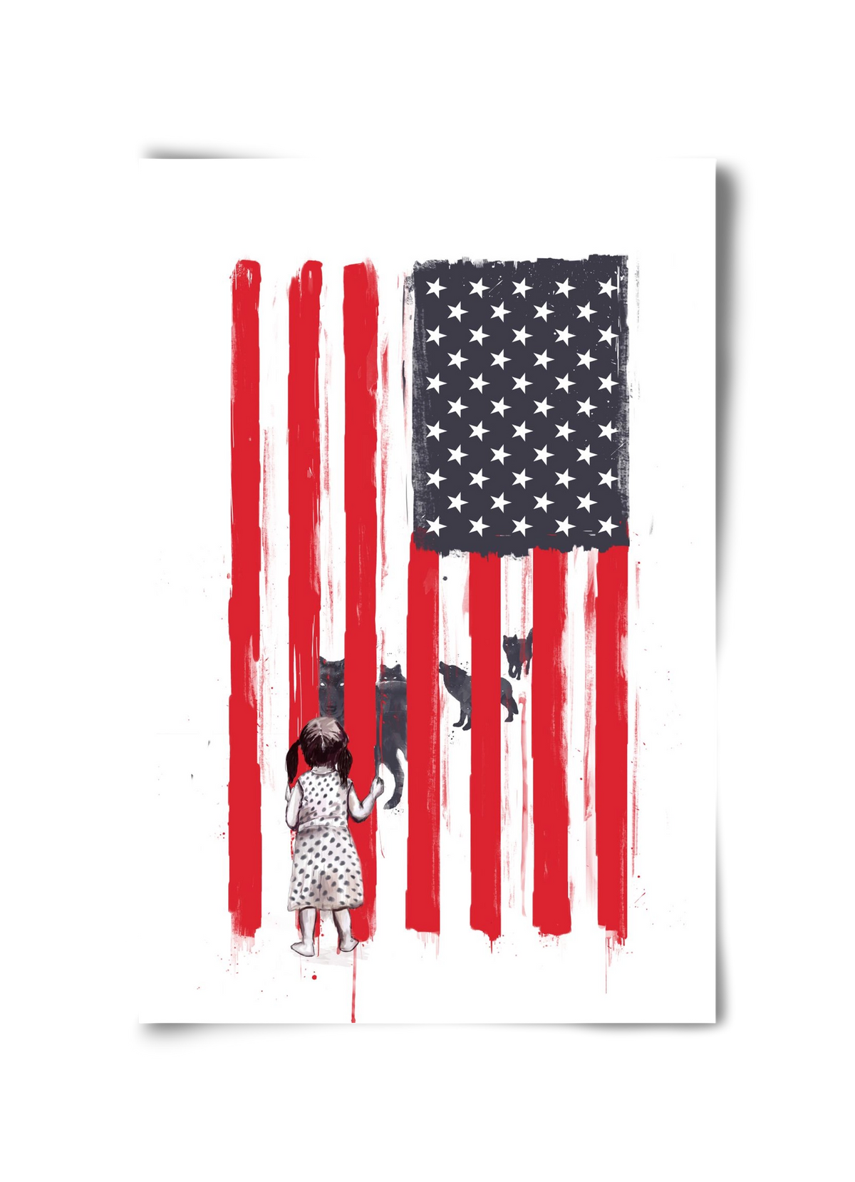 Little girl and wolves, 30x45 cm, Keret nélkül