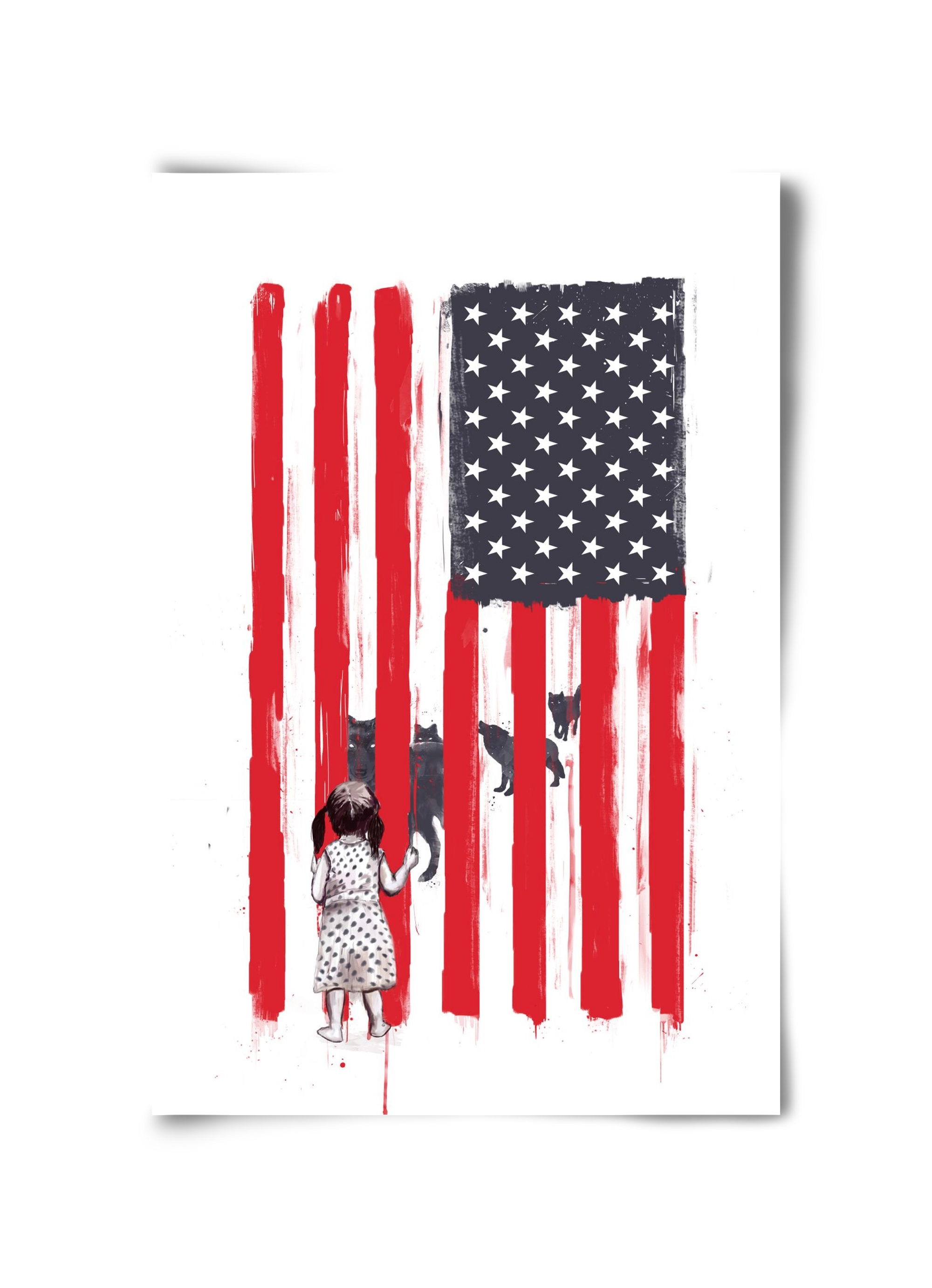 Little girl and wolves, 30x45 cm, Keret nélkül