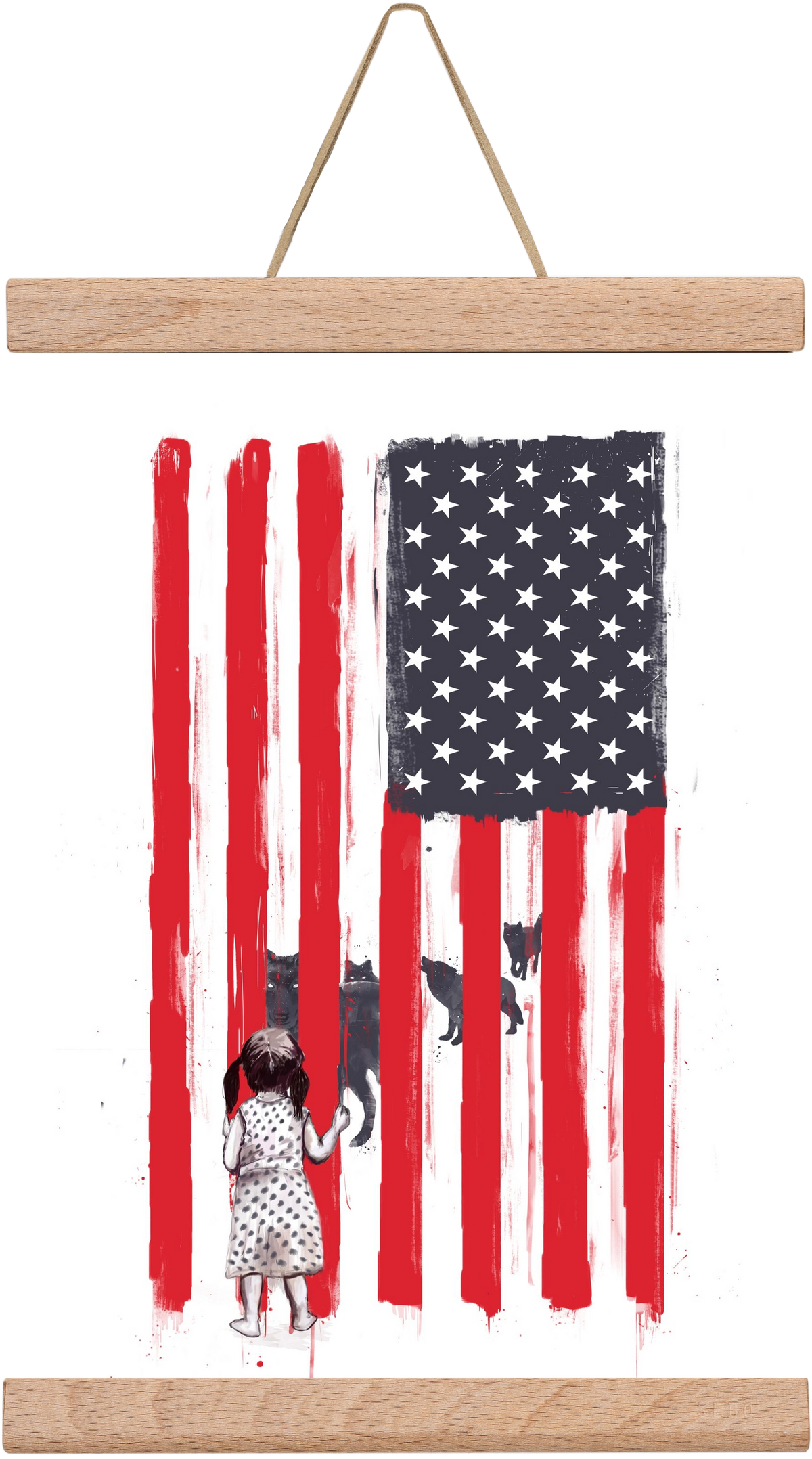 Little girl and wolves, 20x30 cm (20x30 cm), Tölgy akasztó