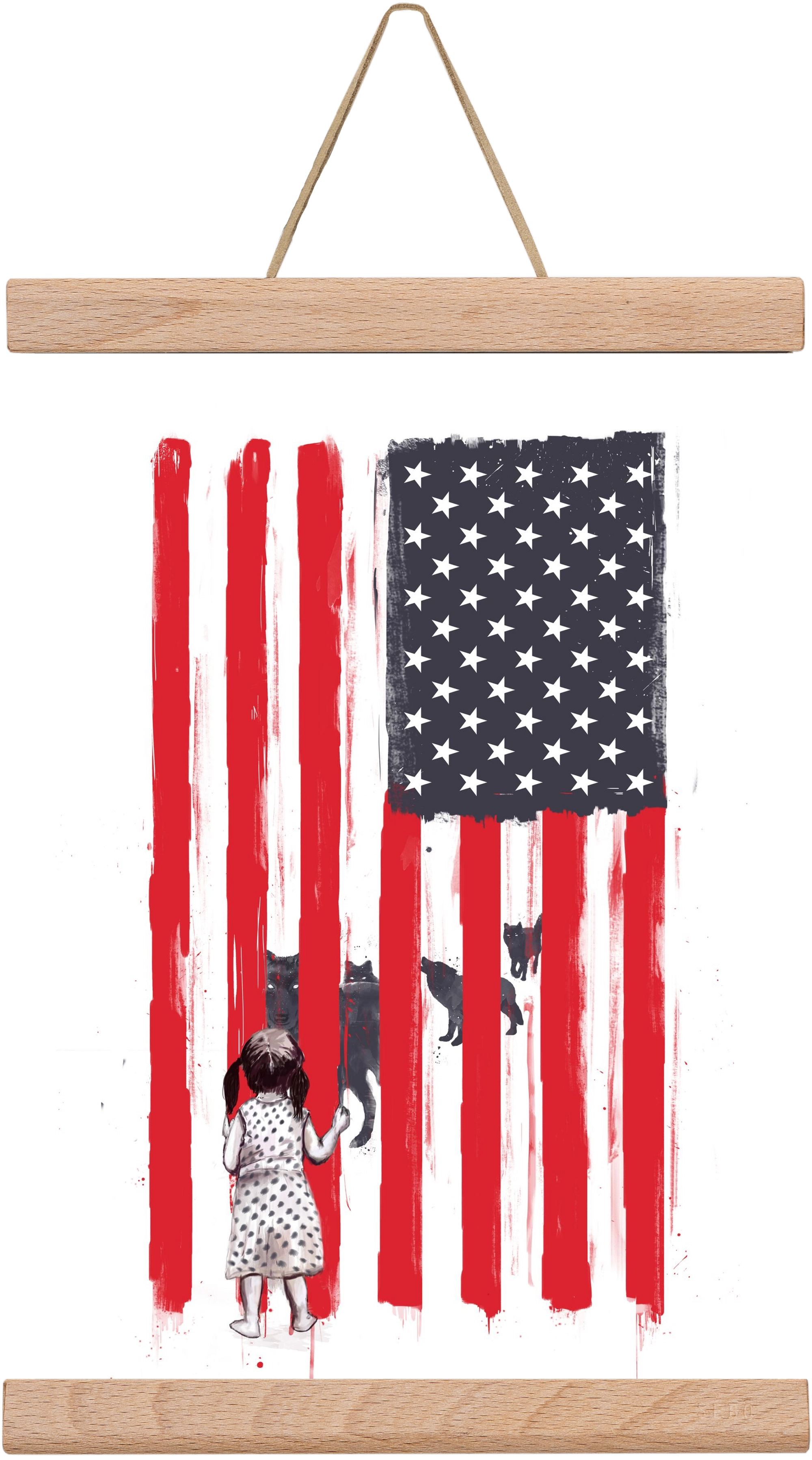 Little girl and wolves, 20x30 cm (20x30 cm), Tölgy akasztó