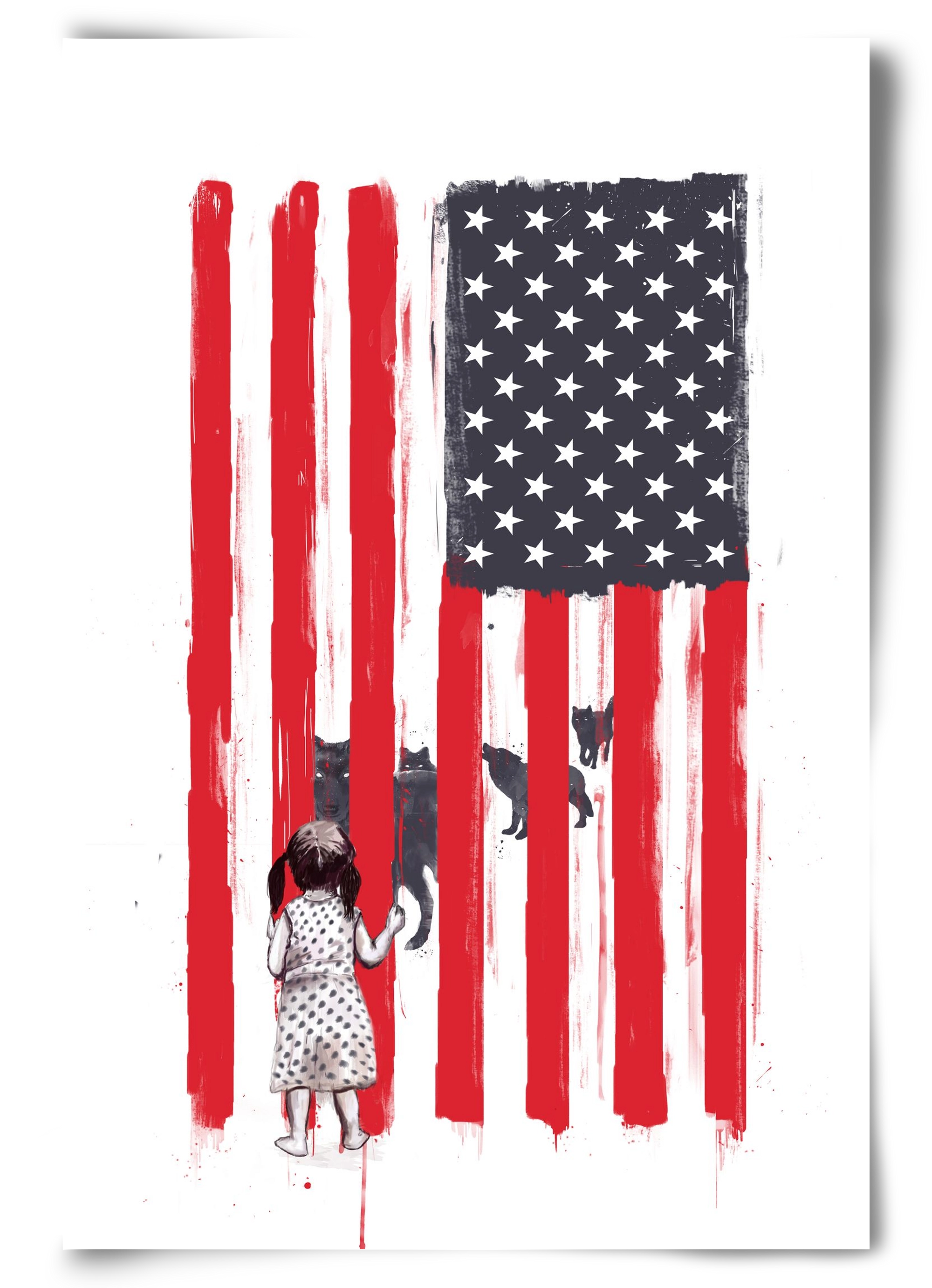 Little girl and wolves, 60x90 cm, Keret nélkül