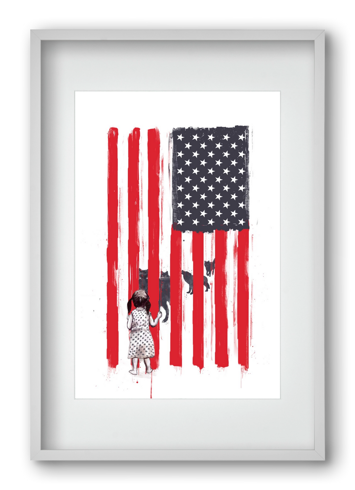 Little girl and wolves, 40x60 cm (30x45 cm), Fehér keret, paszpartuval