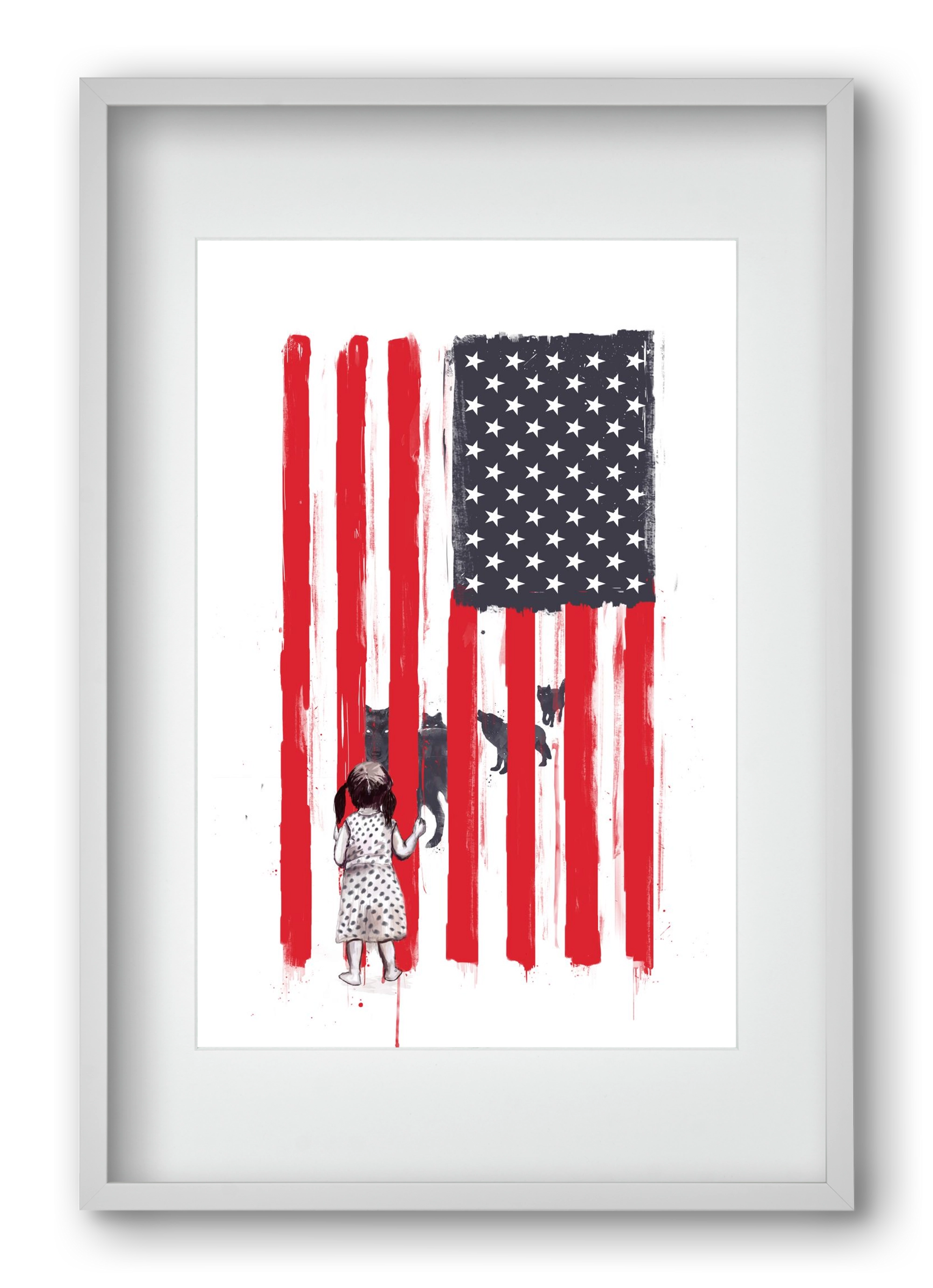 Little girl and wolves, 40x60 cm (30x45 cm), Fehér keret, paszpartuval