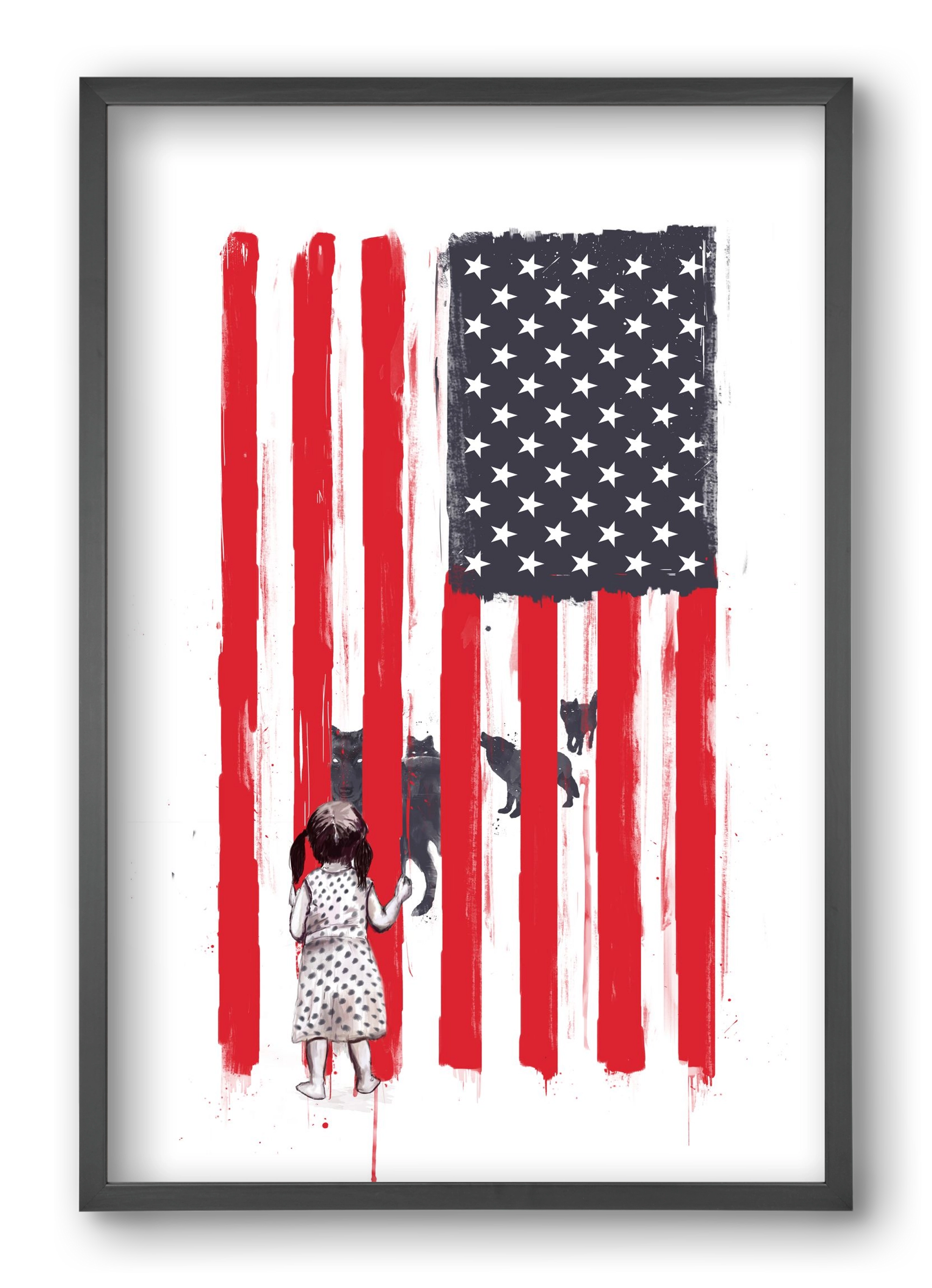 Little girl and wolves, 40x60 cm (40x60 cm), Fekete keret