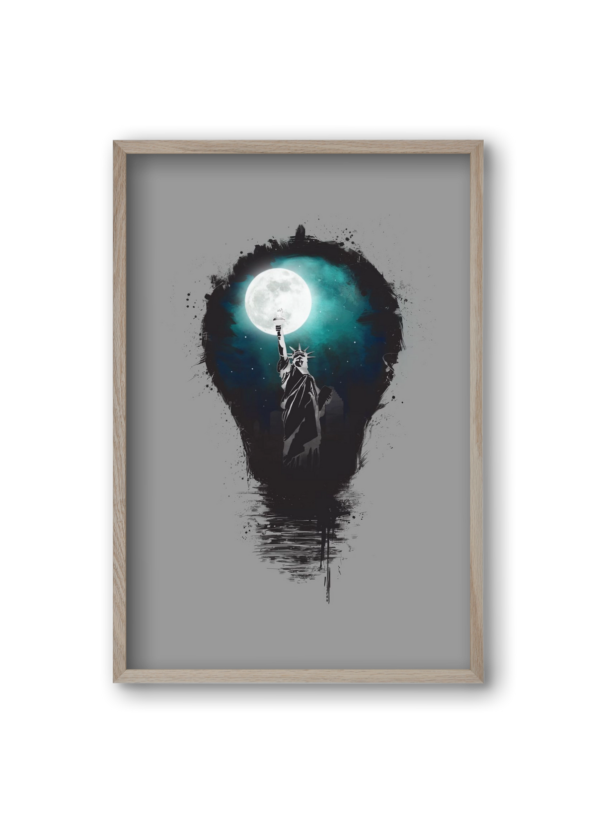 Big city lights, 20x30 cm (20x30 cm), Tölgy keret