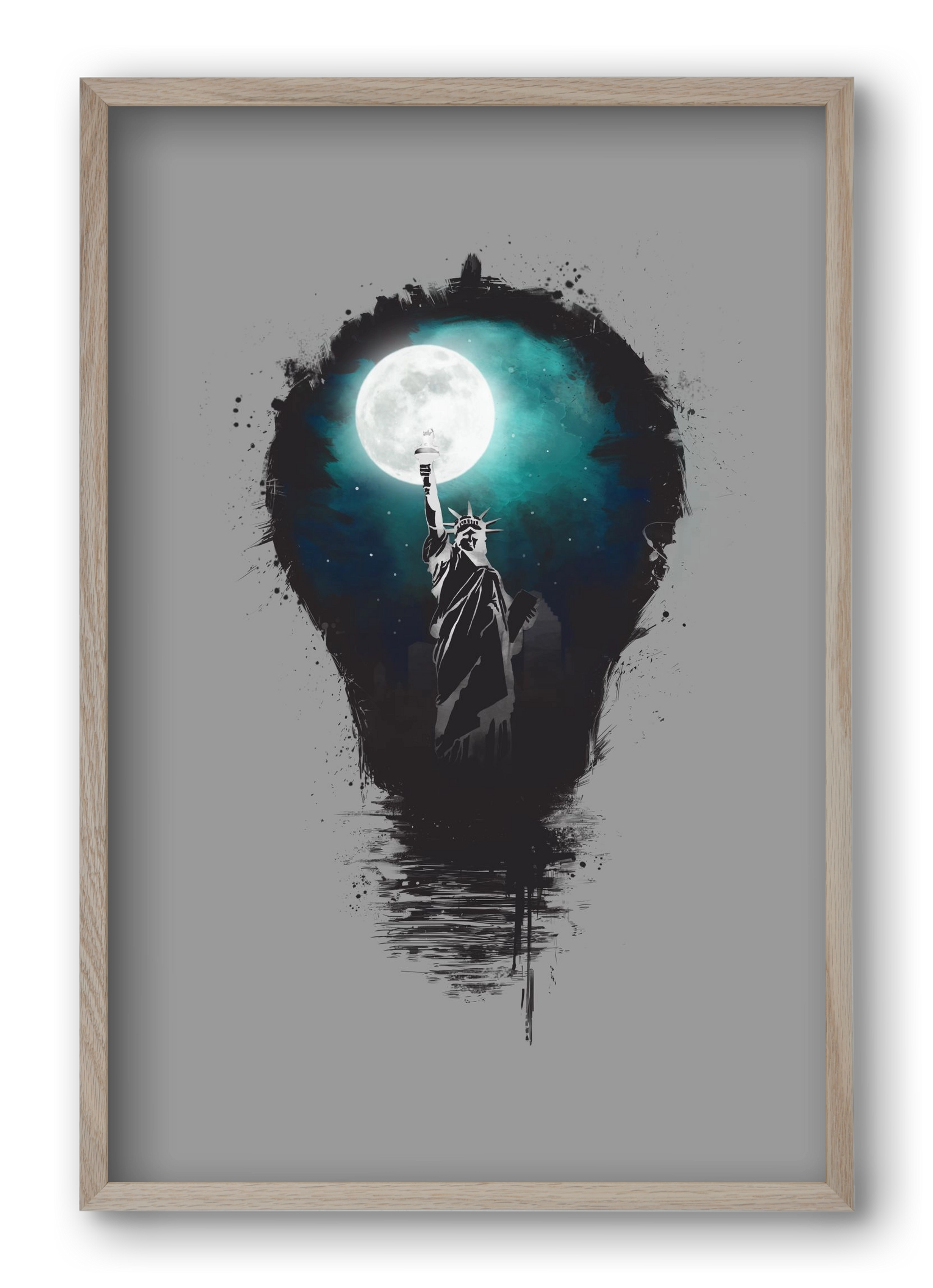 Big city lights, 40x60 cm (40x60 cm), Tölgy keret