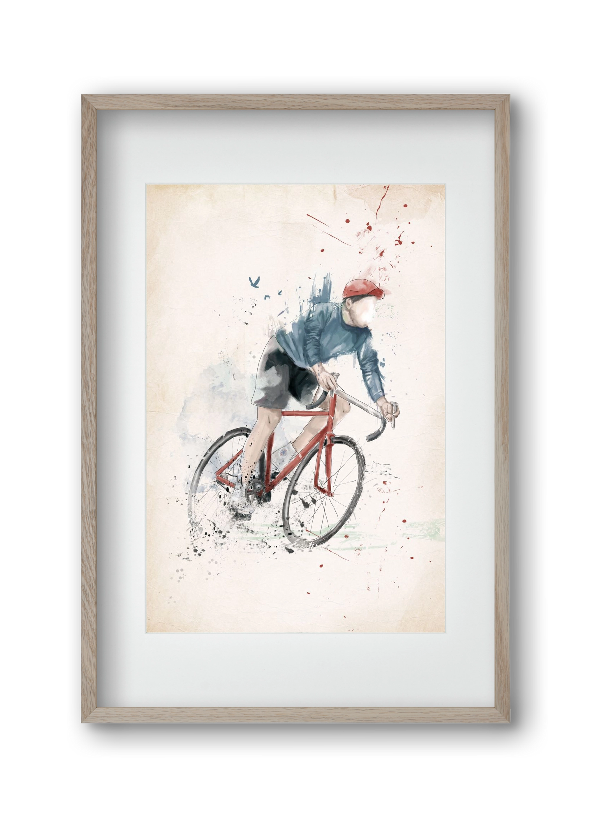 I want to ride my bicycle, 30x45 cm (20x30 cm), Tölgy keret, paszpartuval