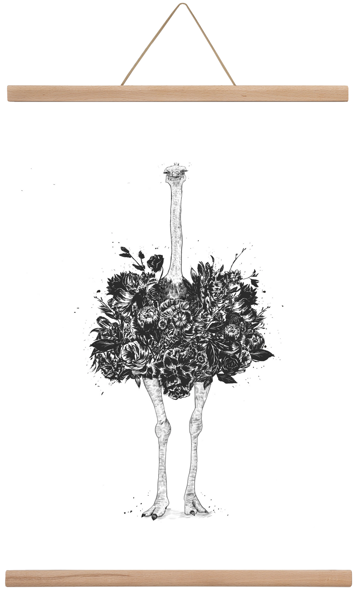 Floral ostrich, 40x60 cm (40x60 cm), Tölgy akasztó