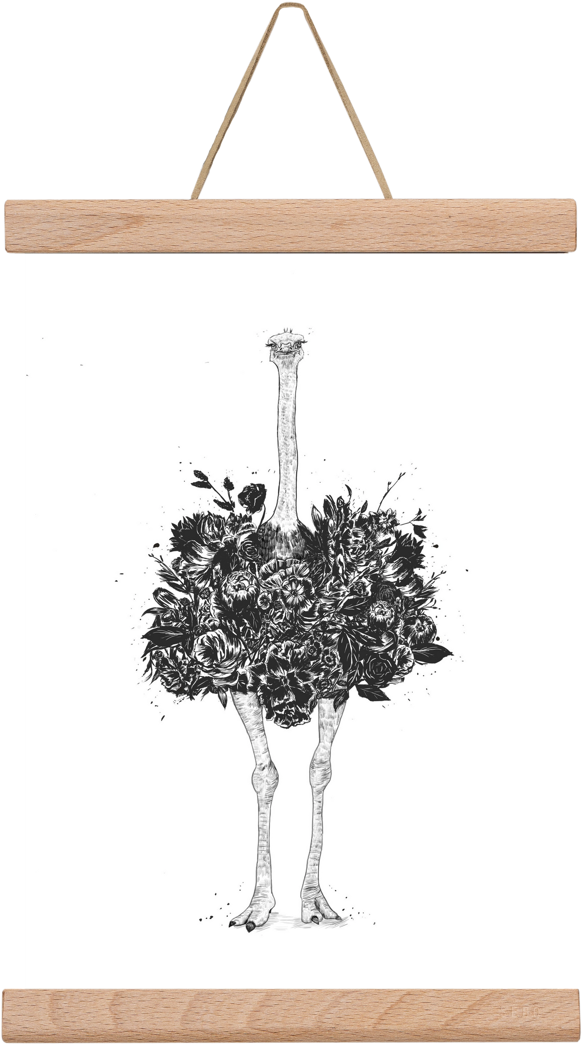 Floral ostrich, 20x30 cm (20x30 cm), Tölgy akasztó