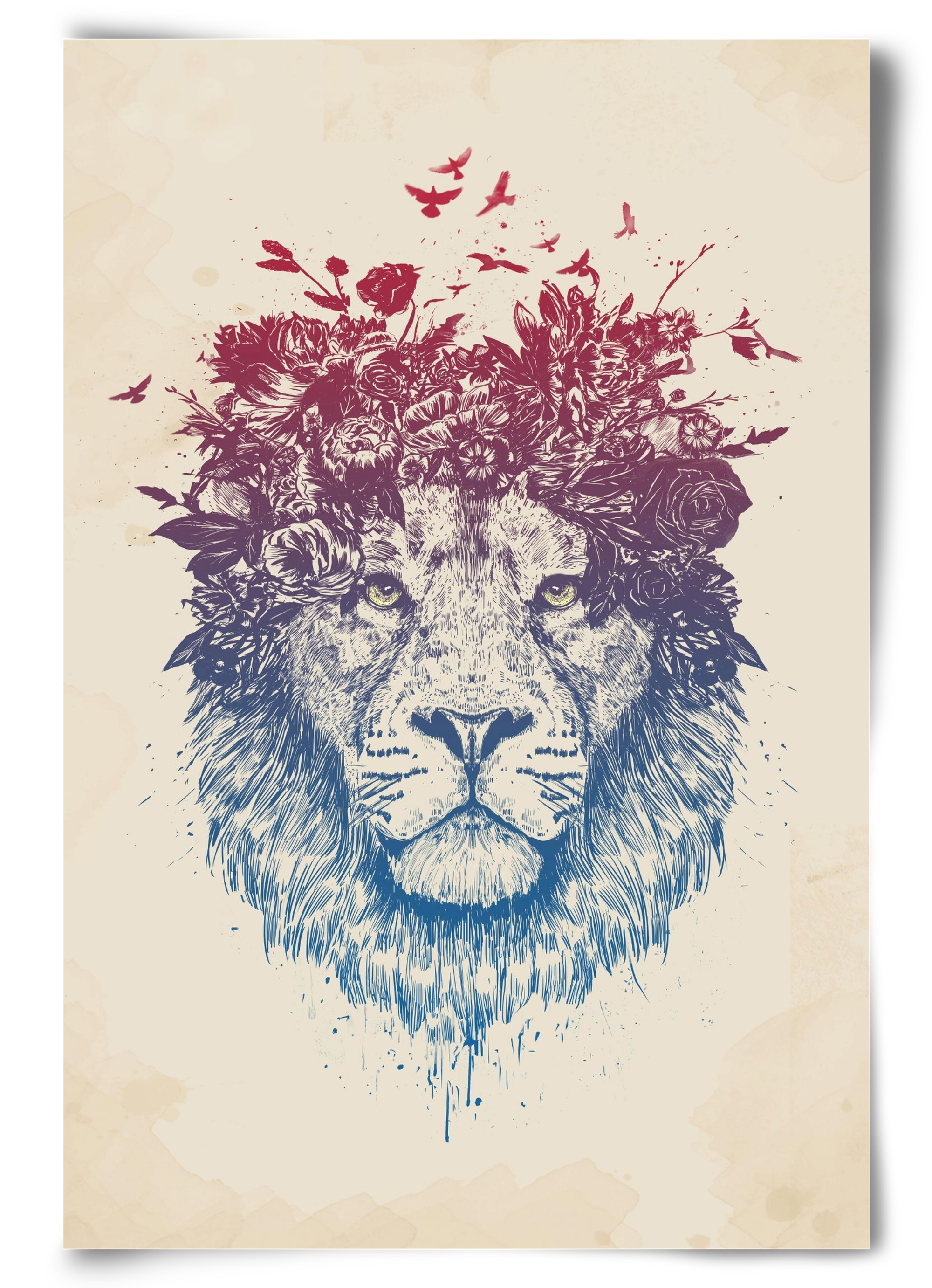 Floral lion III, 60x90 cm, Keret nélkül