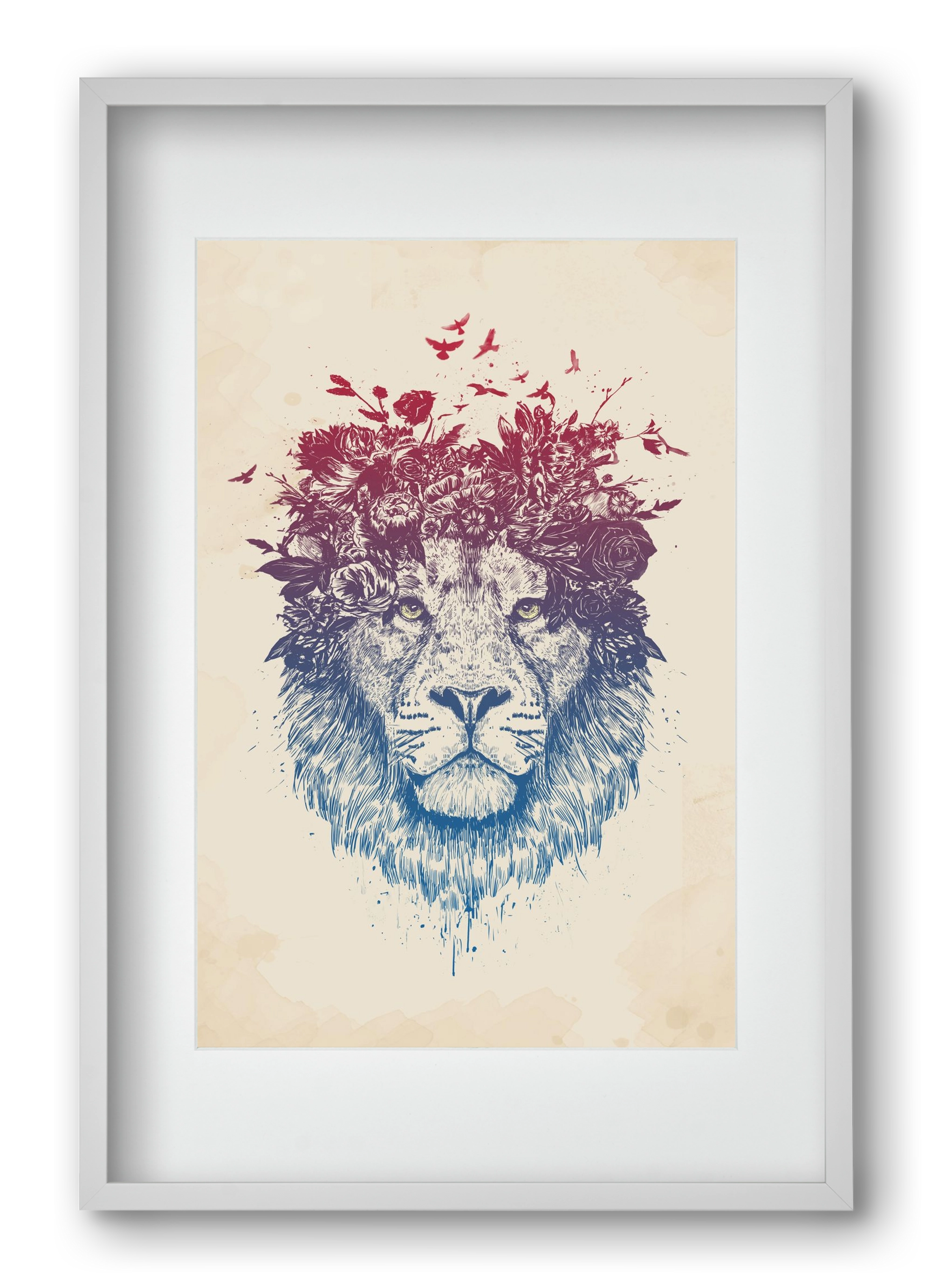 Floral lion III, 40x60 cm (30x45 cm), Fehér keret, paszpartuval