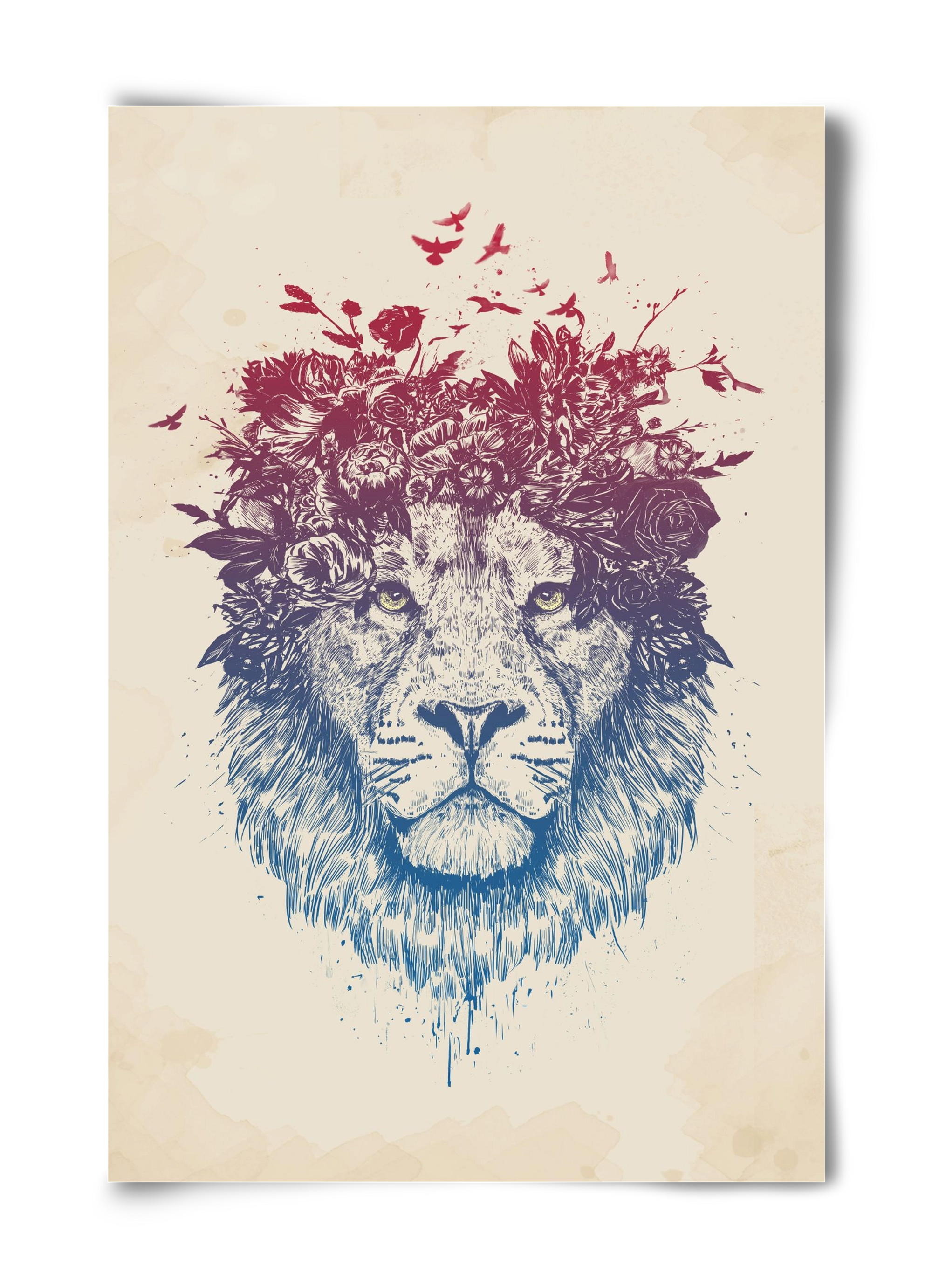 Floral lion III, 40x60 cm, Keret nélkül