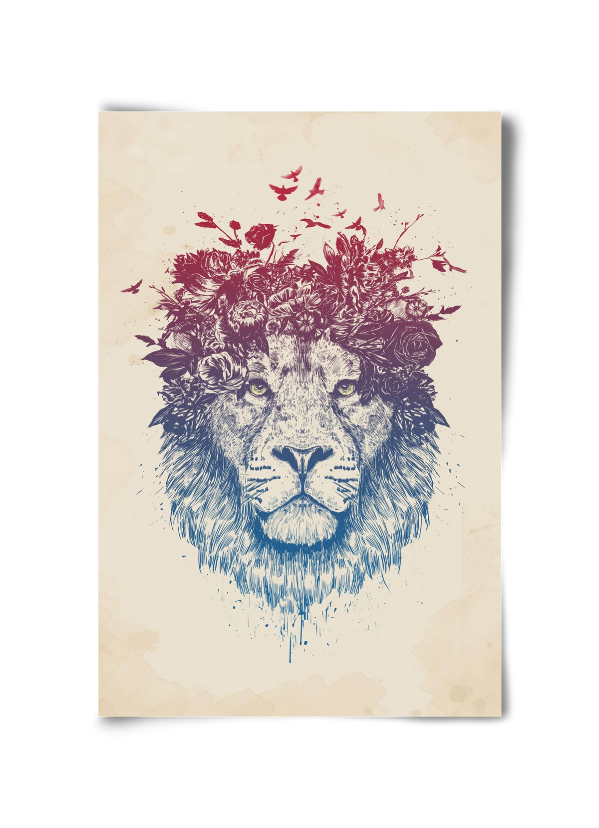 Floral lion III, 30x45 cm, Keret nélkül