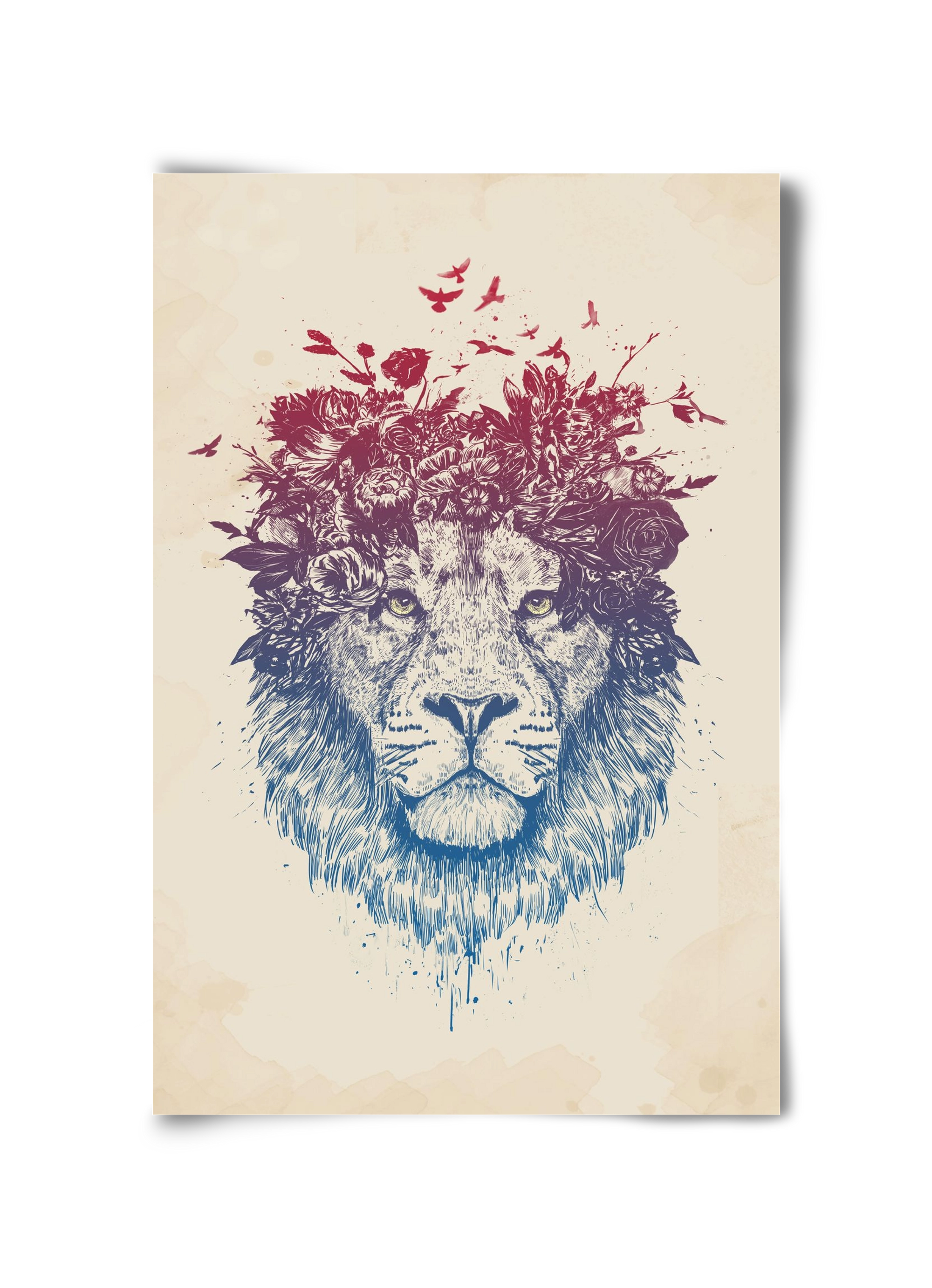 Floral lion III, 30x45 cm, Keret nélkül