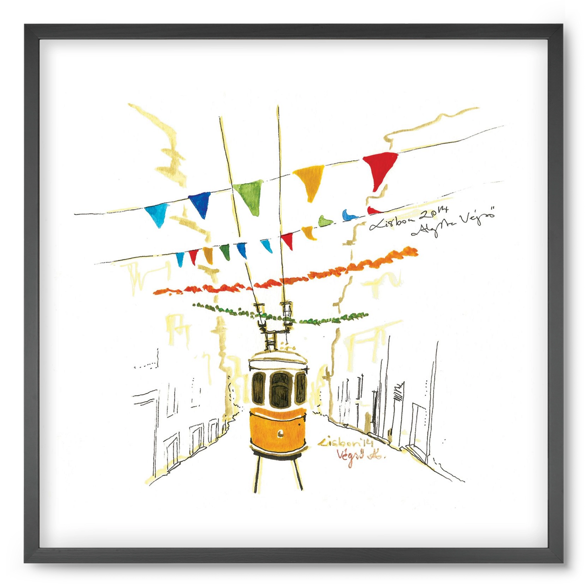 LISBON AQUARELLE NO.4, 50x50 cm (50x50 cm), Fekete keret