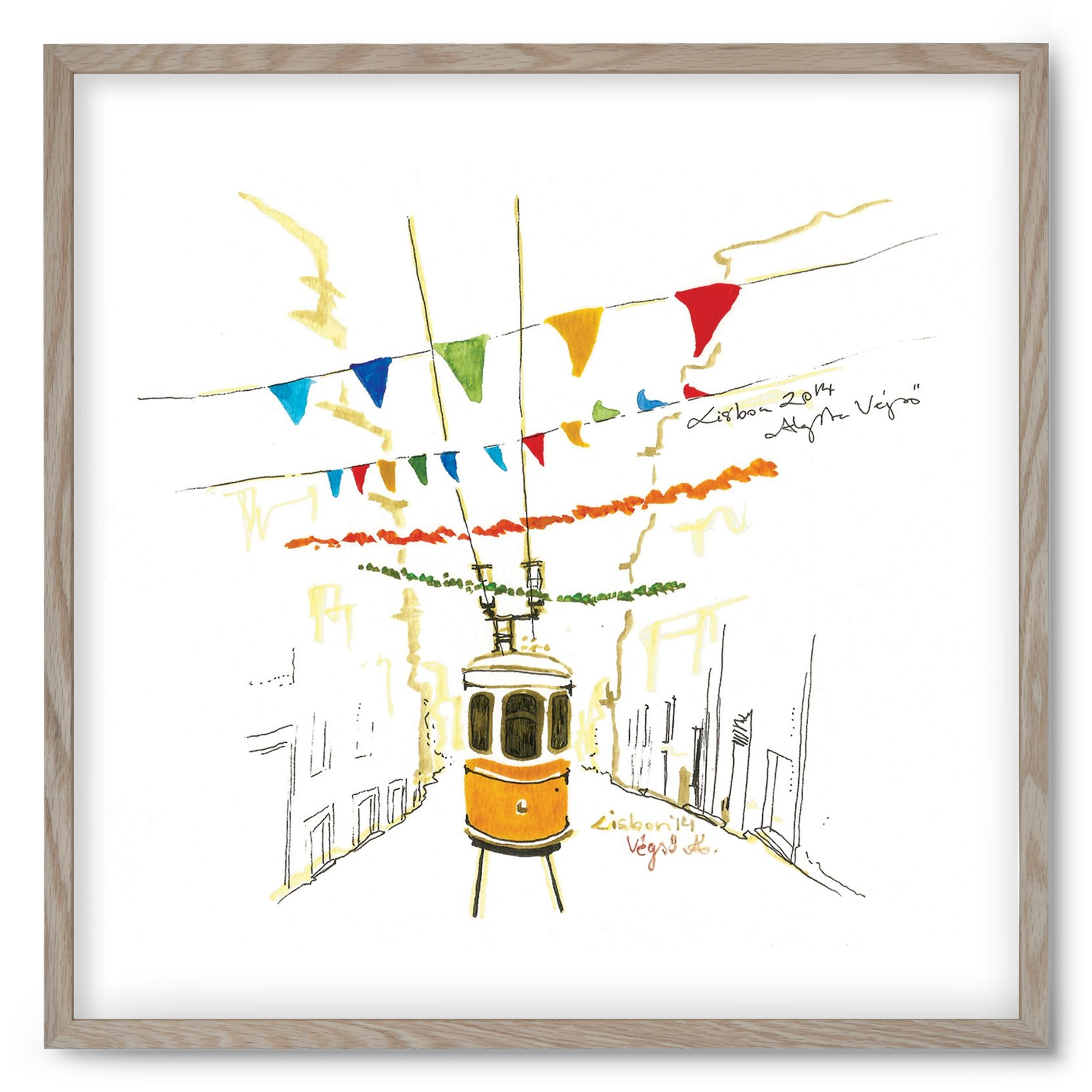 LISBON AQUARELLE NO.4, 50x50 cm (50x50 cm), Tölgy keret