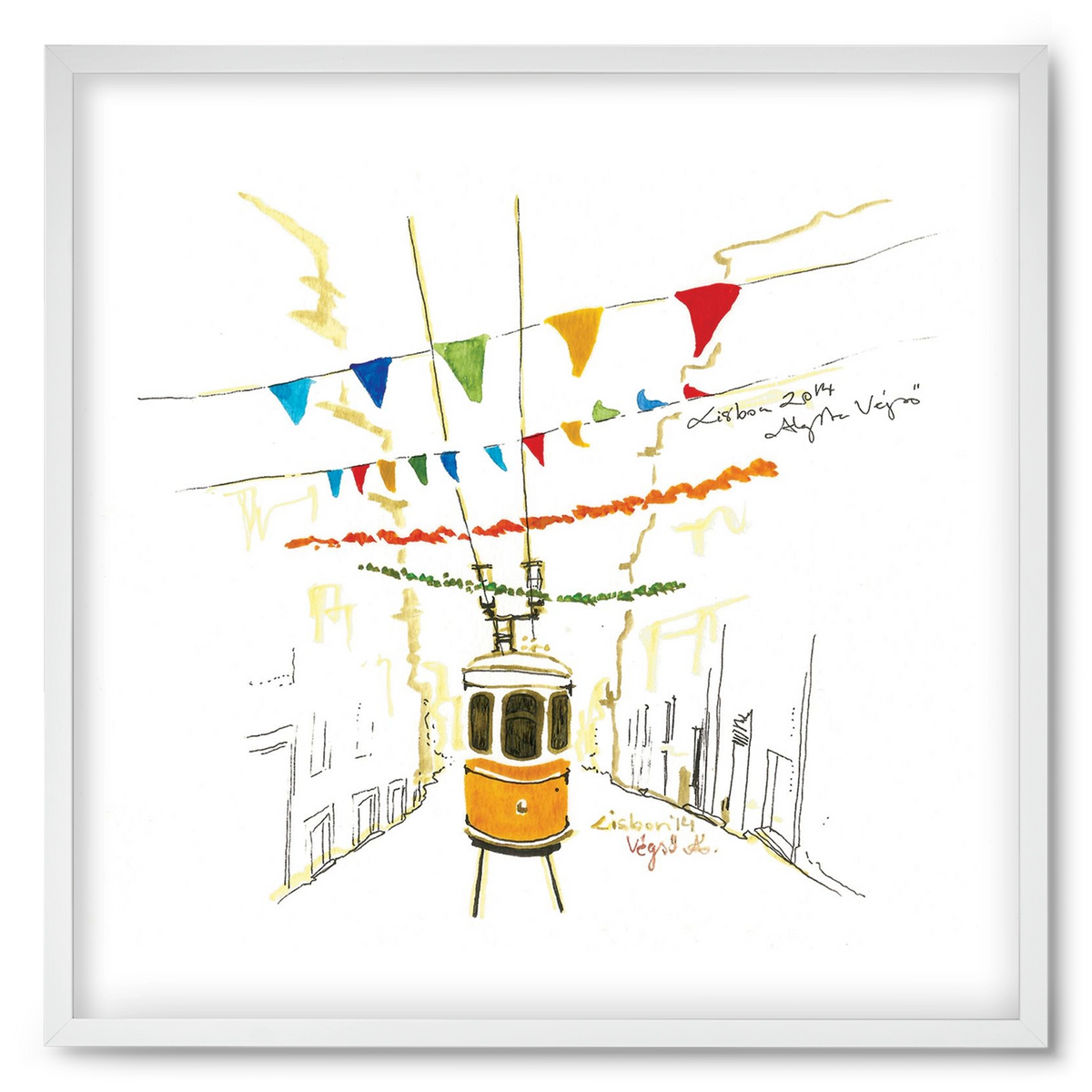 LISBON AQUARELLE NO.4, 50x50 cm (50x50 cm), Fehér keret