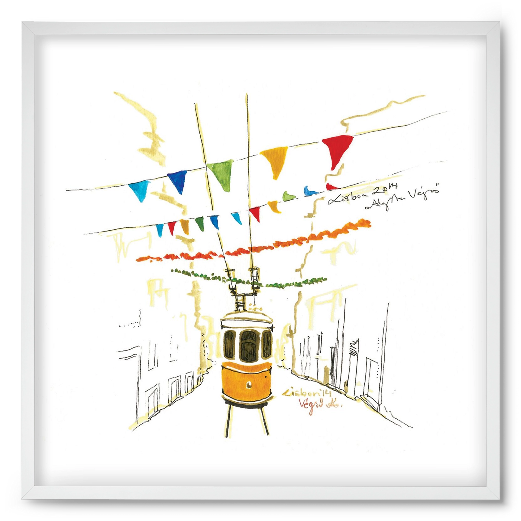 LISBON AQUARELLE NO.4, 50x50 cm (50x50 cm), Fehér keret