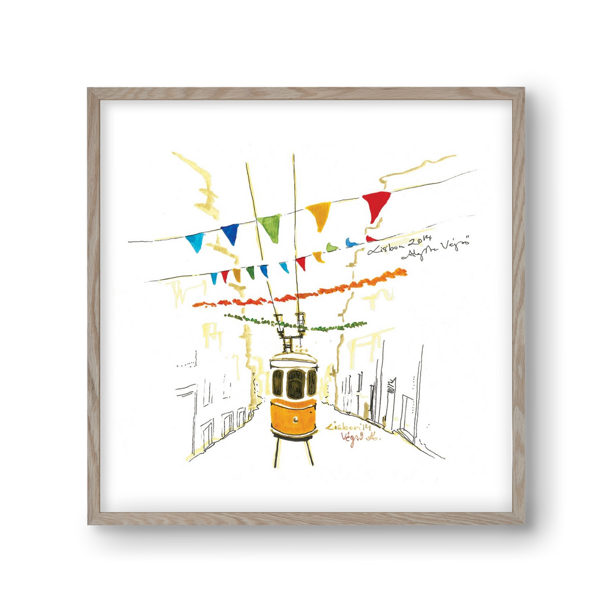 LISBON AQUARELLE NO.4, 30x30 cm (30x30 cm), Tölgy keret