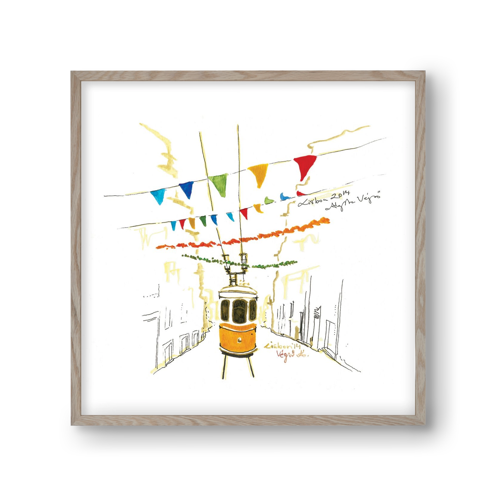 LISBON AQUARELLE NO.4, 30x30 cm (30x30 cm), Tölgy keret