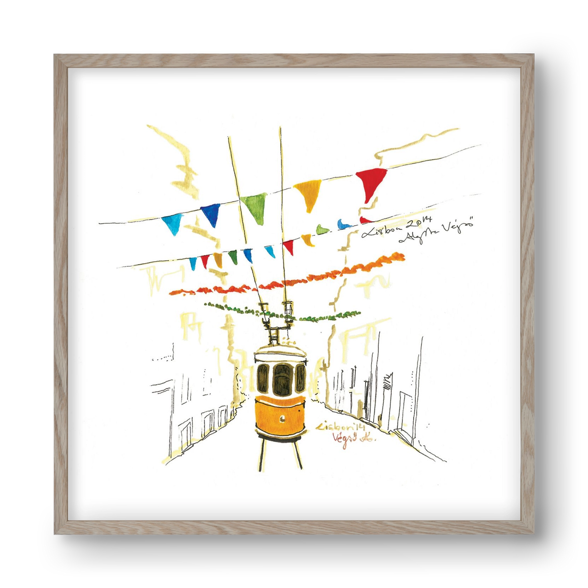 LISBON AQUARELLE NO.4, 40x40 cm (40x40 cm), Tölgy keret