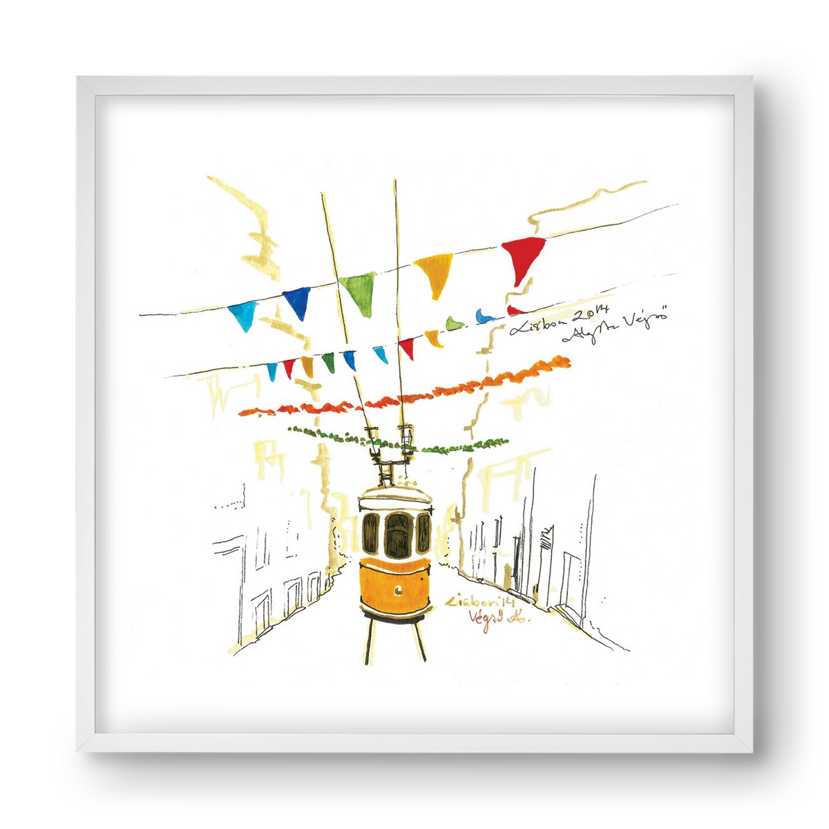 LISBON AQUARELLE NO.4, 40x40 cm (40x40 cm), Fehér keret