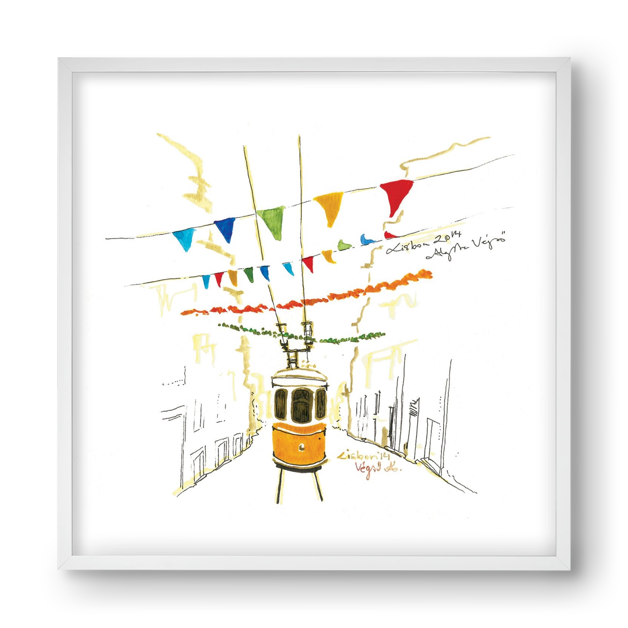 LISBON AQUARELLE NO.4, 40x40 cm (40x40 cm), Fehér keret