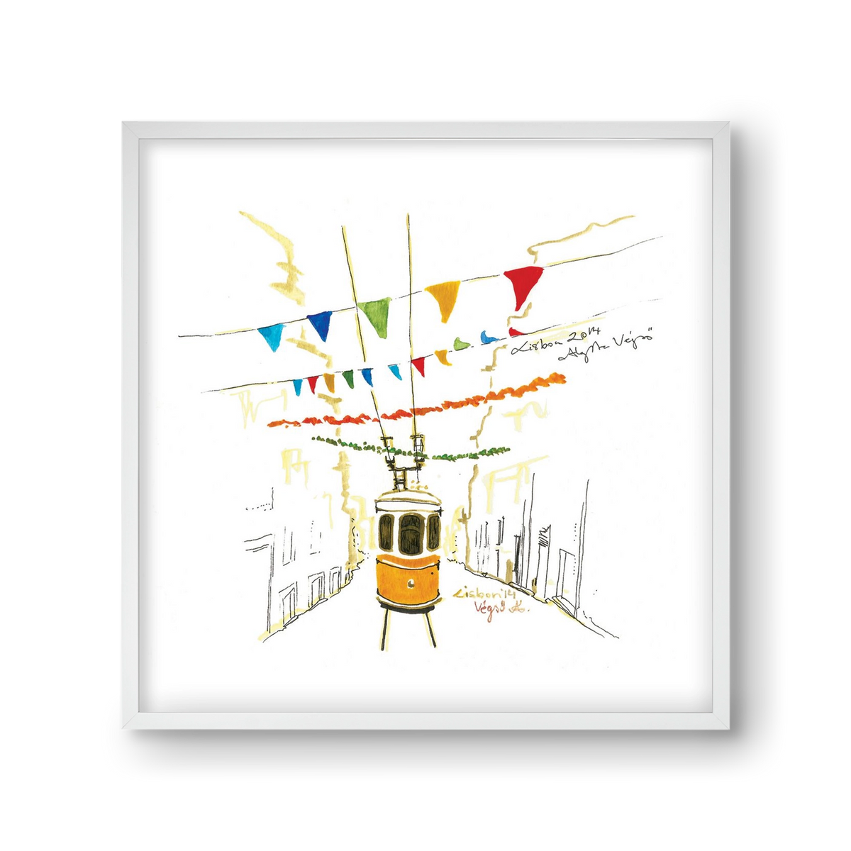 LISBON AQUARELLE NO.4, 30x30 cm (30x30 cm), Fehér keret