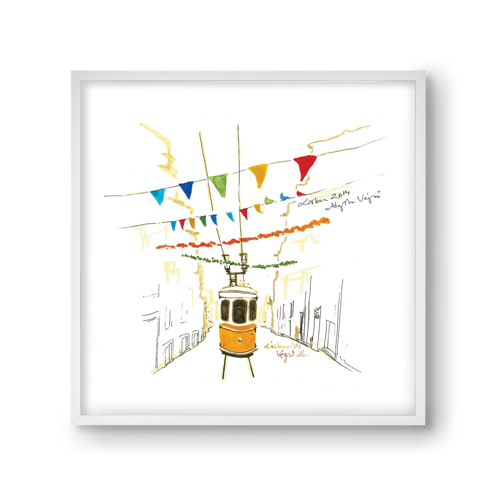 LISBON AQUARELLE NO.4, 30x30 cm (30x30 cm), Fehér keret