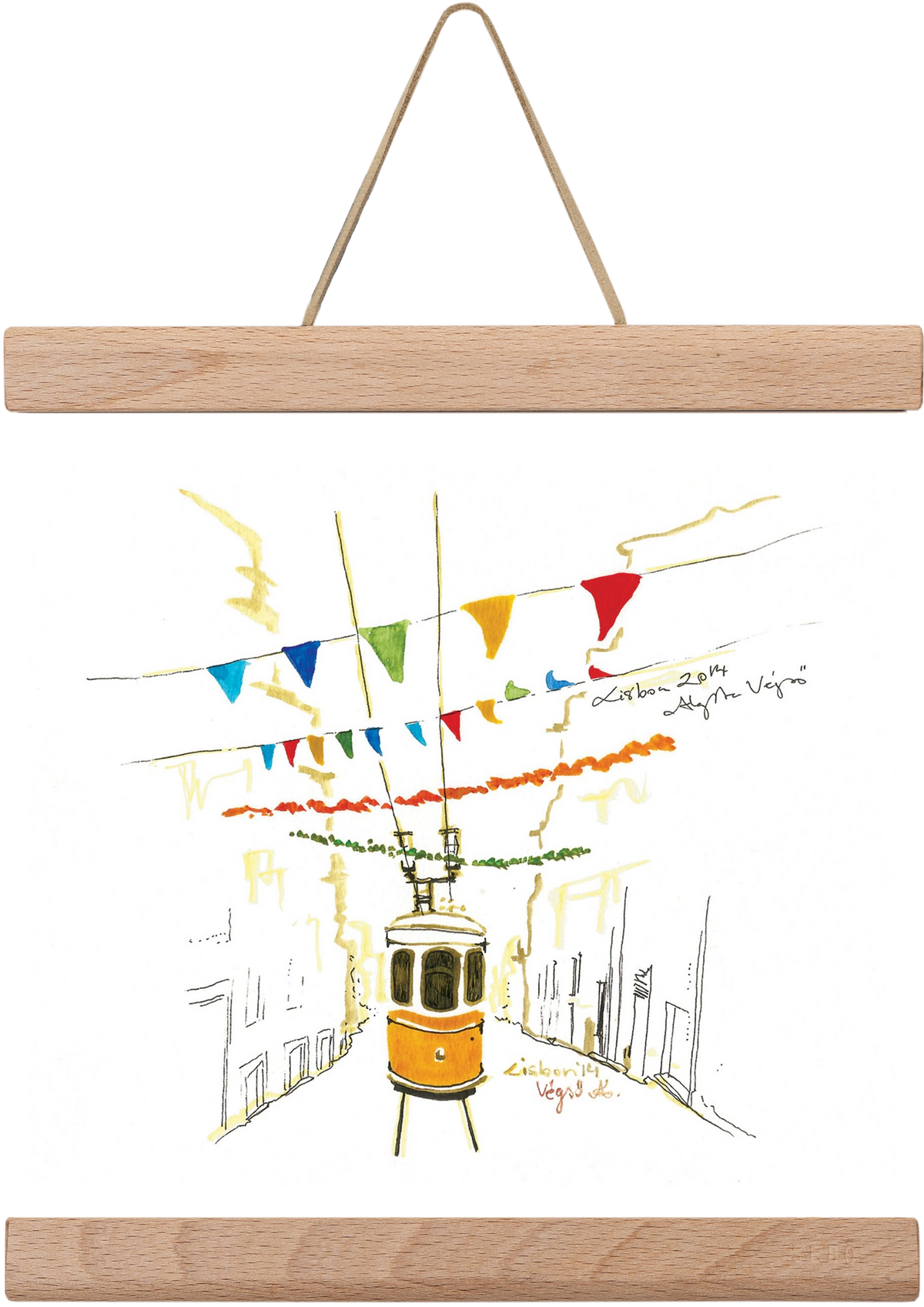 LISBON AQUARELLE NO.4, 20x20 cm (20x20 cm), Tölgy akasztó