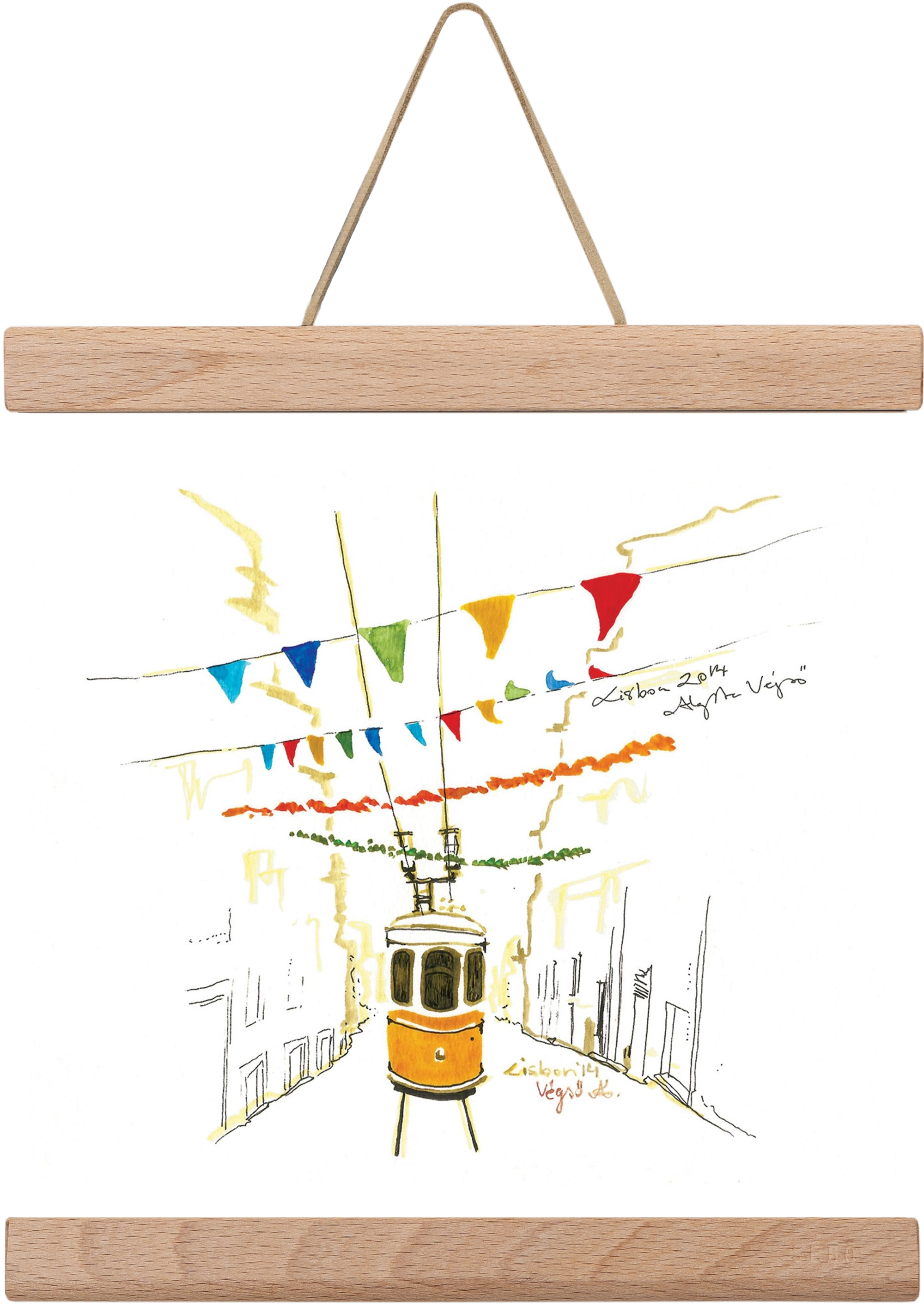 LISBON AQUARELLE NO.4, 20x20 cm (20x20 cm), Tölgy akasztó