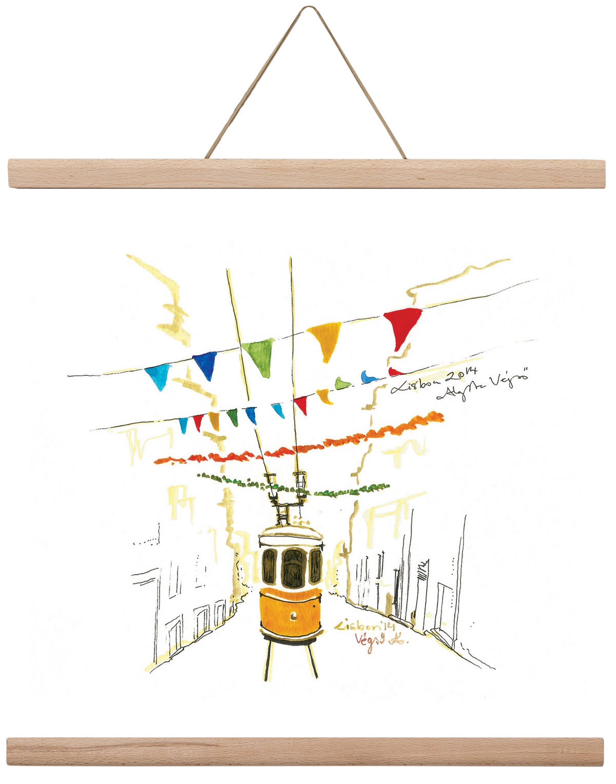 LISBON AQUARELLE NO.4, 40x40 cm (40x40 cm), Tölgy akasztó