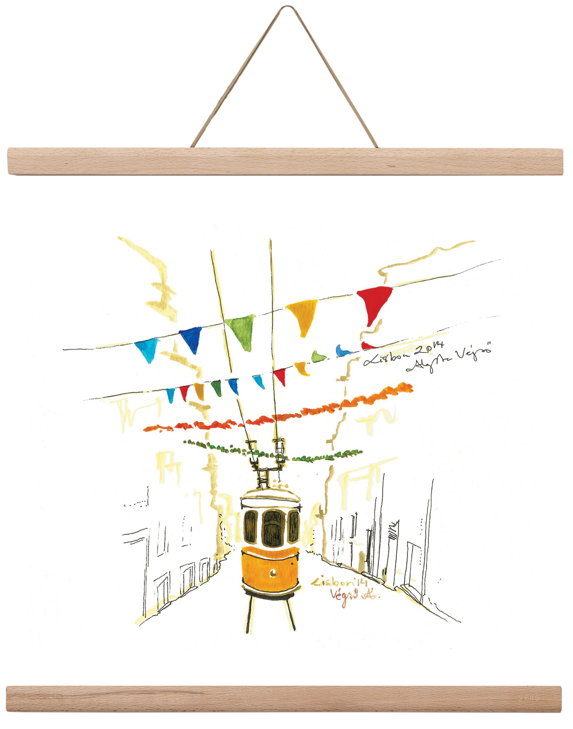 LISBON AQUARELLE NO.4, 40x40 cm (40x40 cm), Tölgy akasztó