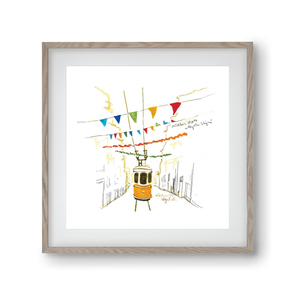 LISBON AQUARELLE NO.4, 30x30 cm (20x20 cm), Tölgy keret, paszpartuval