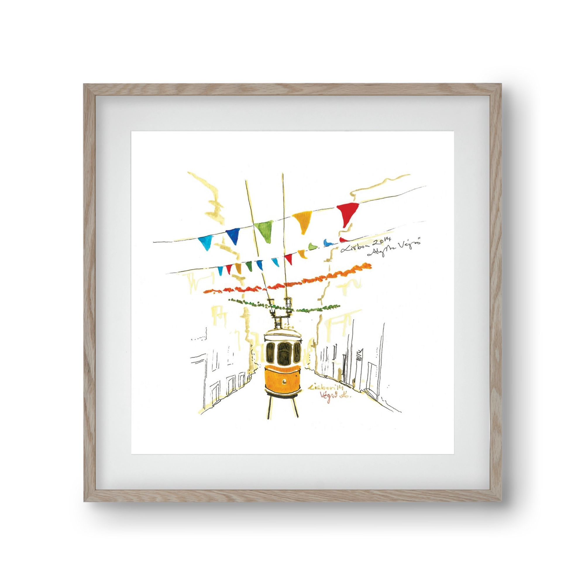 LISBON AQUARELLE NO.4, 30x30 cm (20x20 cm), Tölgy keret, paszpartuval