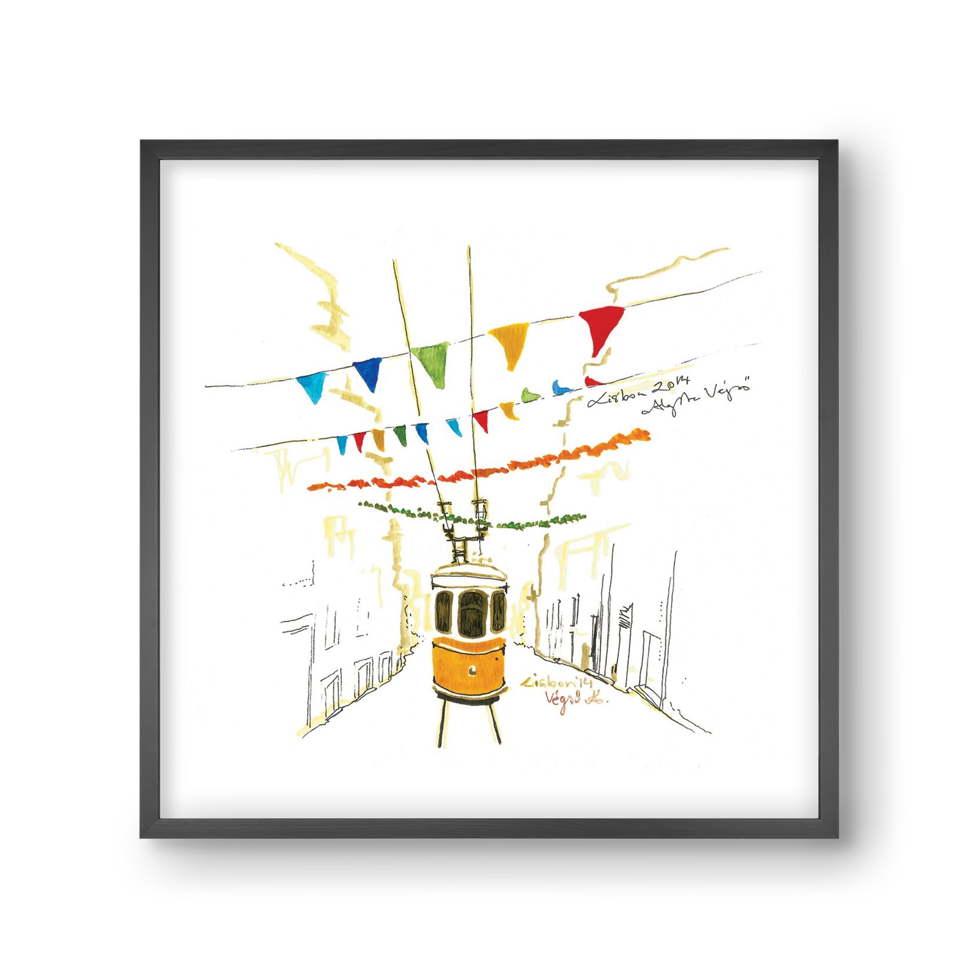 LISBON AQUARELLE NO.4, 30x30 cm (30x30 cm), Fekete keret