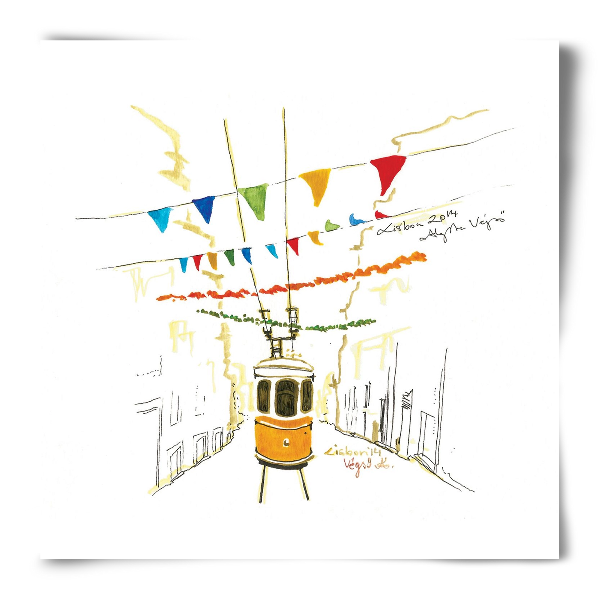 LISBON AQUARELLE NO.4, 50x50 cm, Keret nélkül