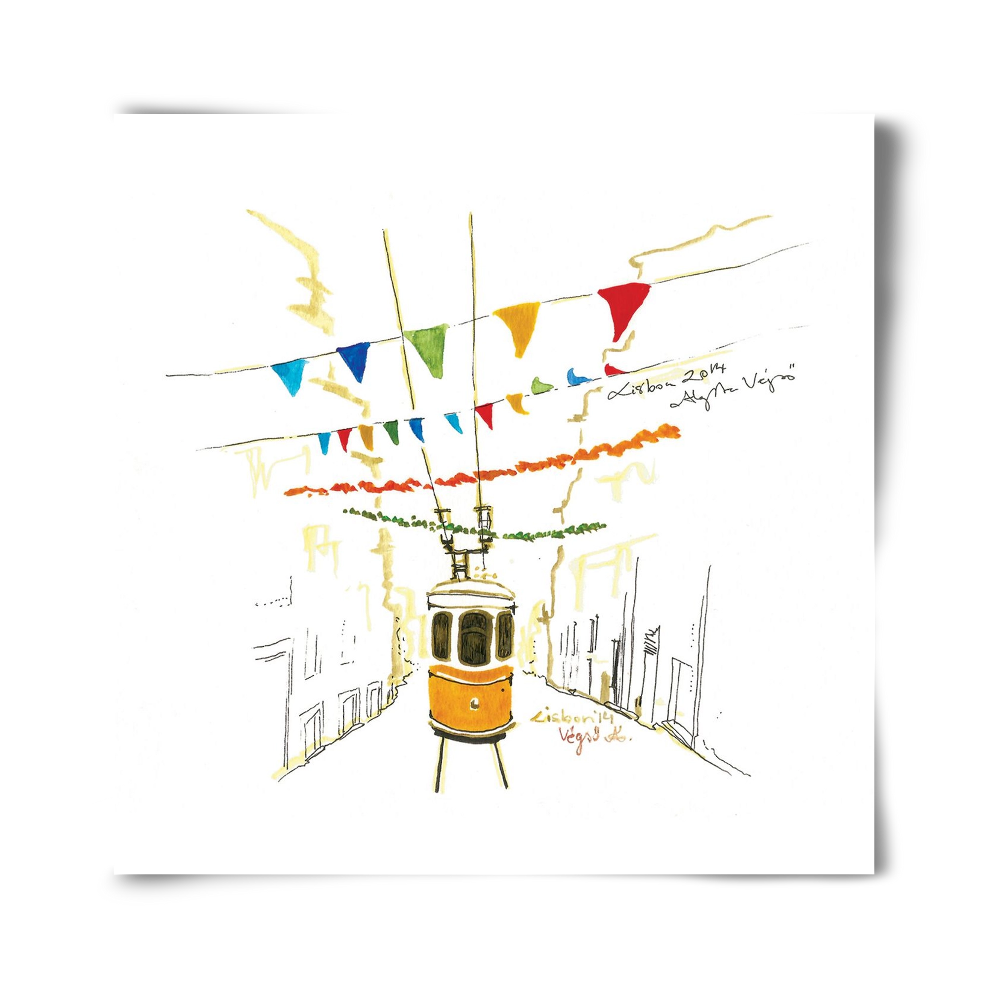 LISBON AQUARELLE NO.4, 40x40 cm, Keret nélkül