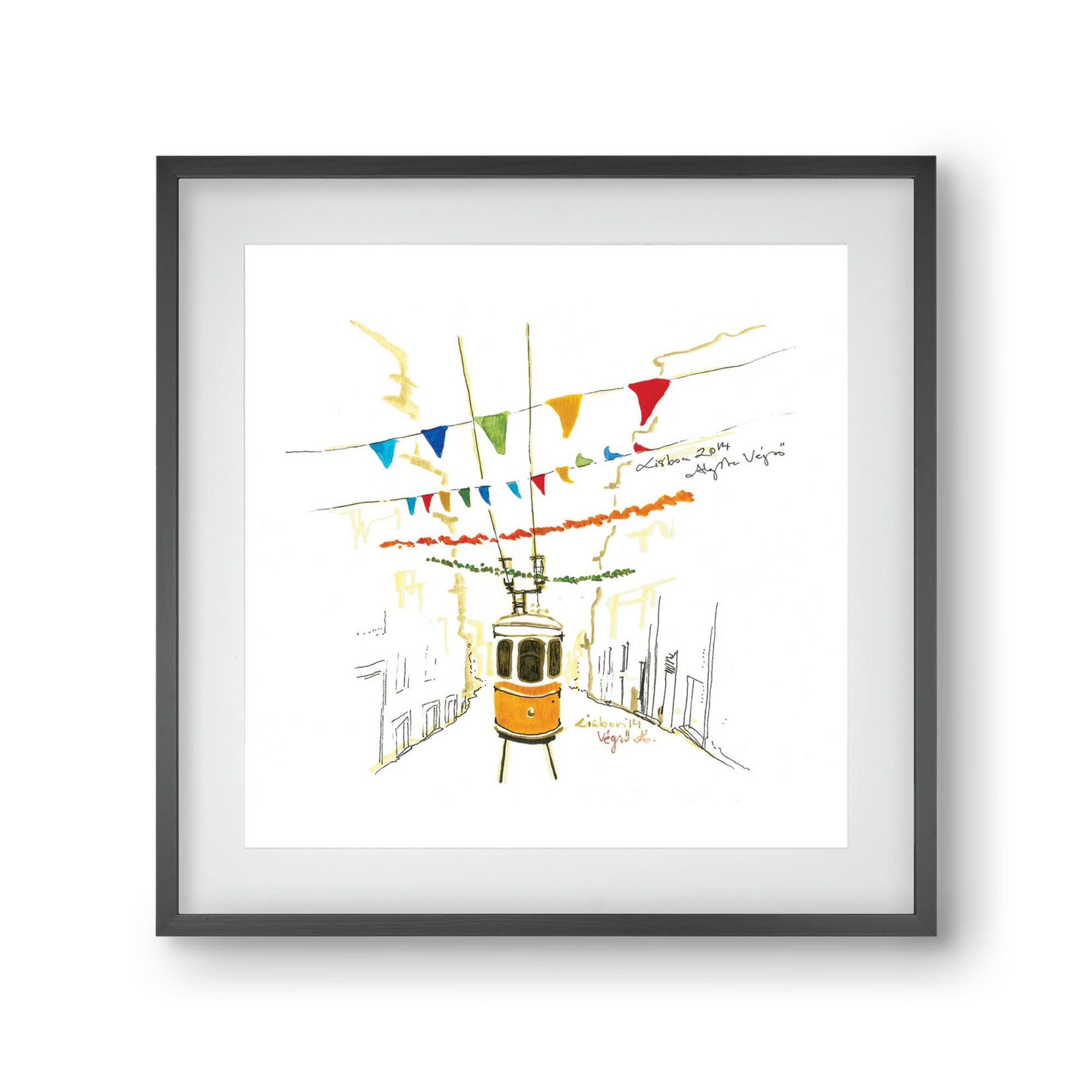 LISBON AQUARELLE NO.4, 30x30 cm (20x20 cm), Fekete keret, paszpartuval