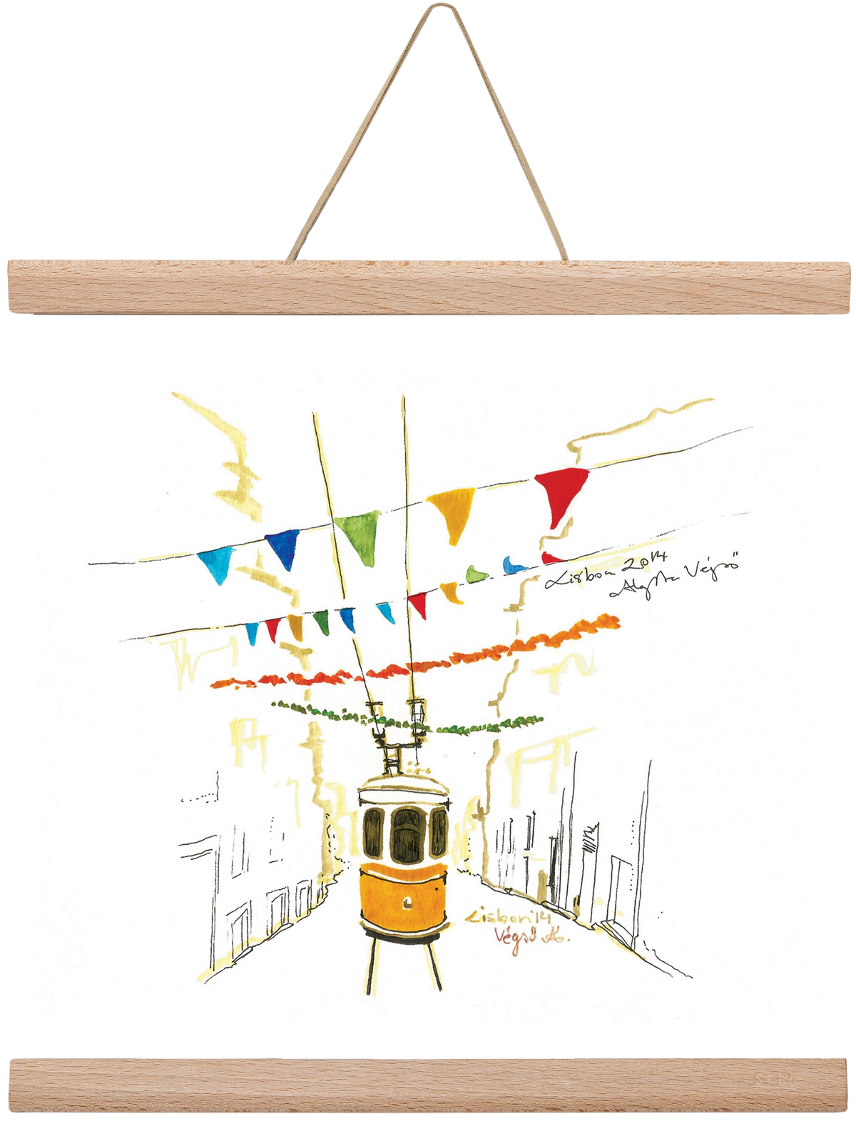 LISBON AQUARELLE NO.4, 30x30 cm (30x30 cm), Tölgy akasztó