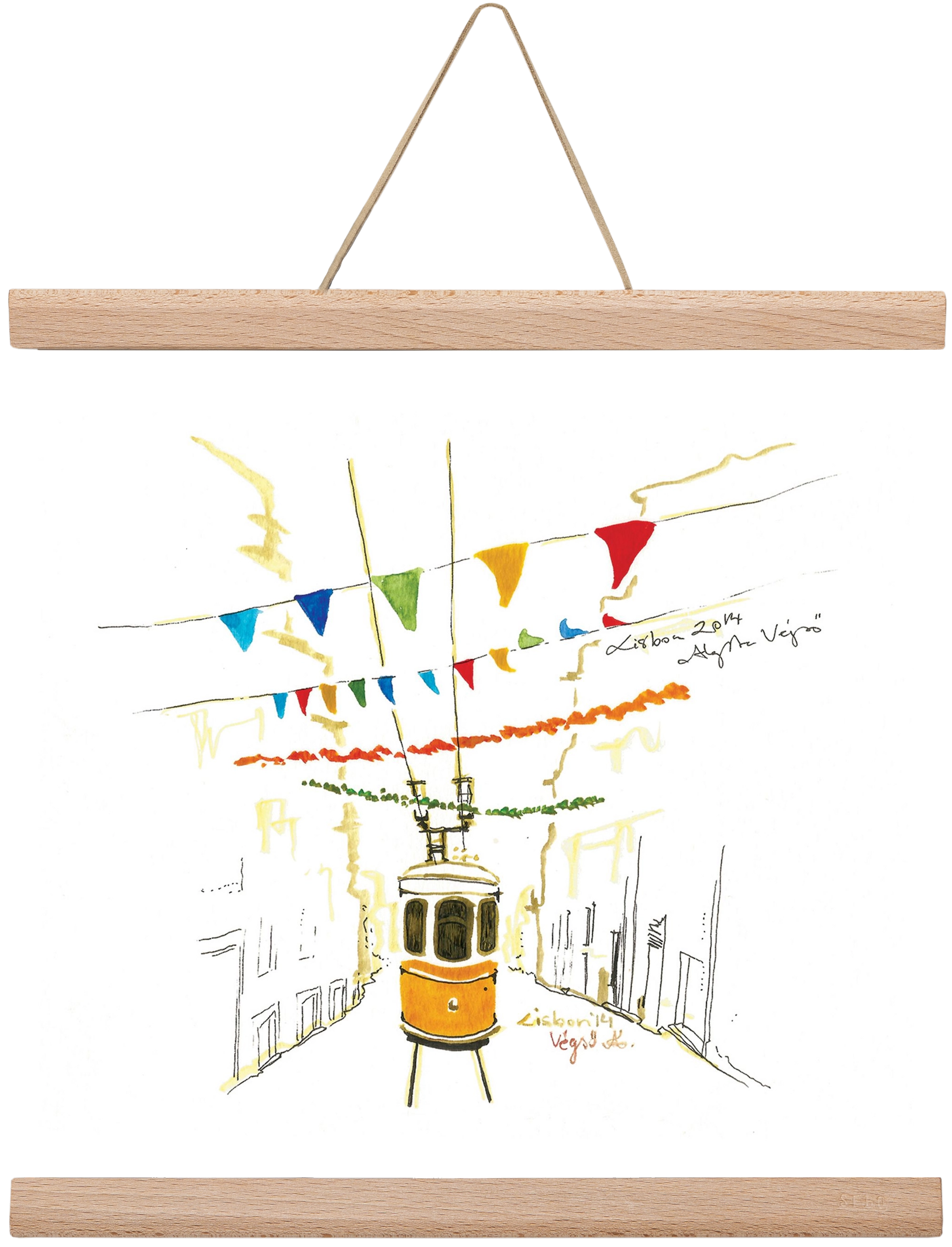 LISBON AQUARELLE NO.4, 30x30 cm (30x30 cm), Tölgy akasztó