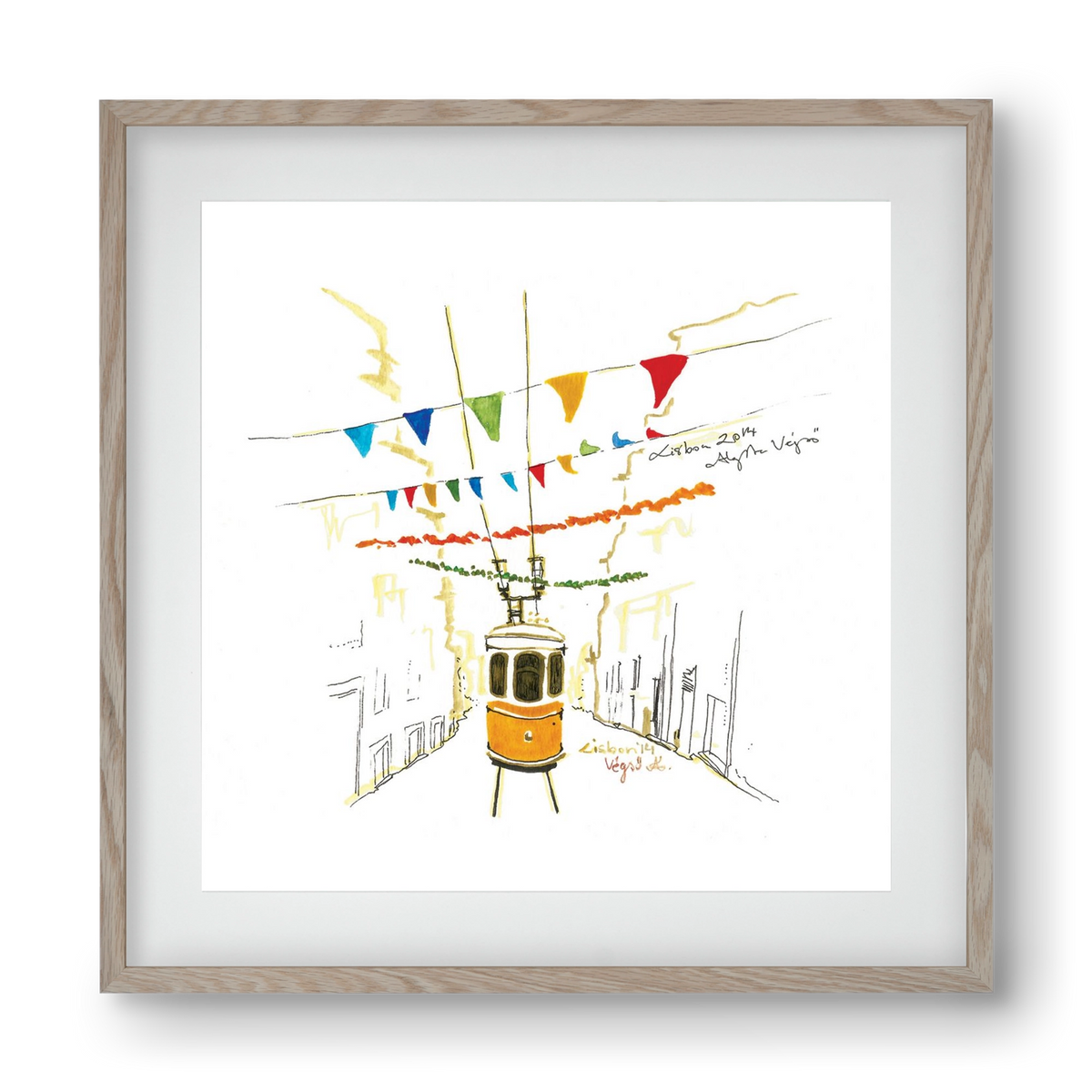 LISBON AQUARELLE NO.4, 40x40 cm (30x30 cm), Tölgy keret, paszpartuval