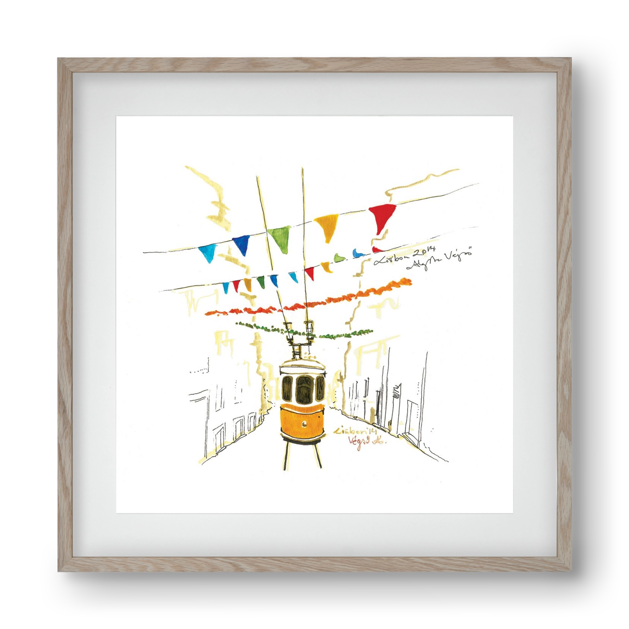 LISBON AQUARELLE NO.4, 40x40 cm (30x30 cm), Tölgy keret, paszpartuval