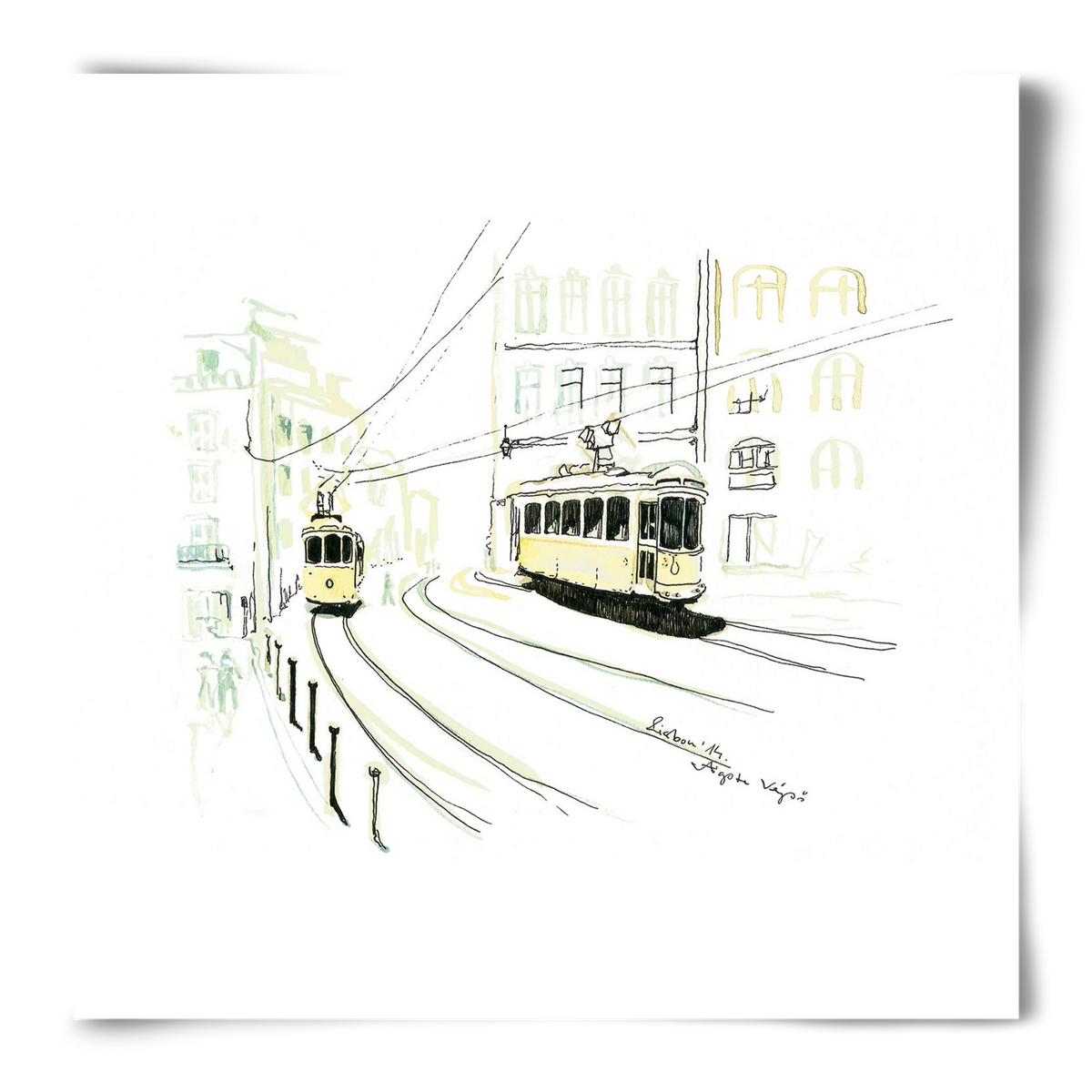 LISBON AQUARELLE NO.9, 50x50 cm, Keret nélkül
